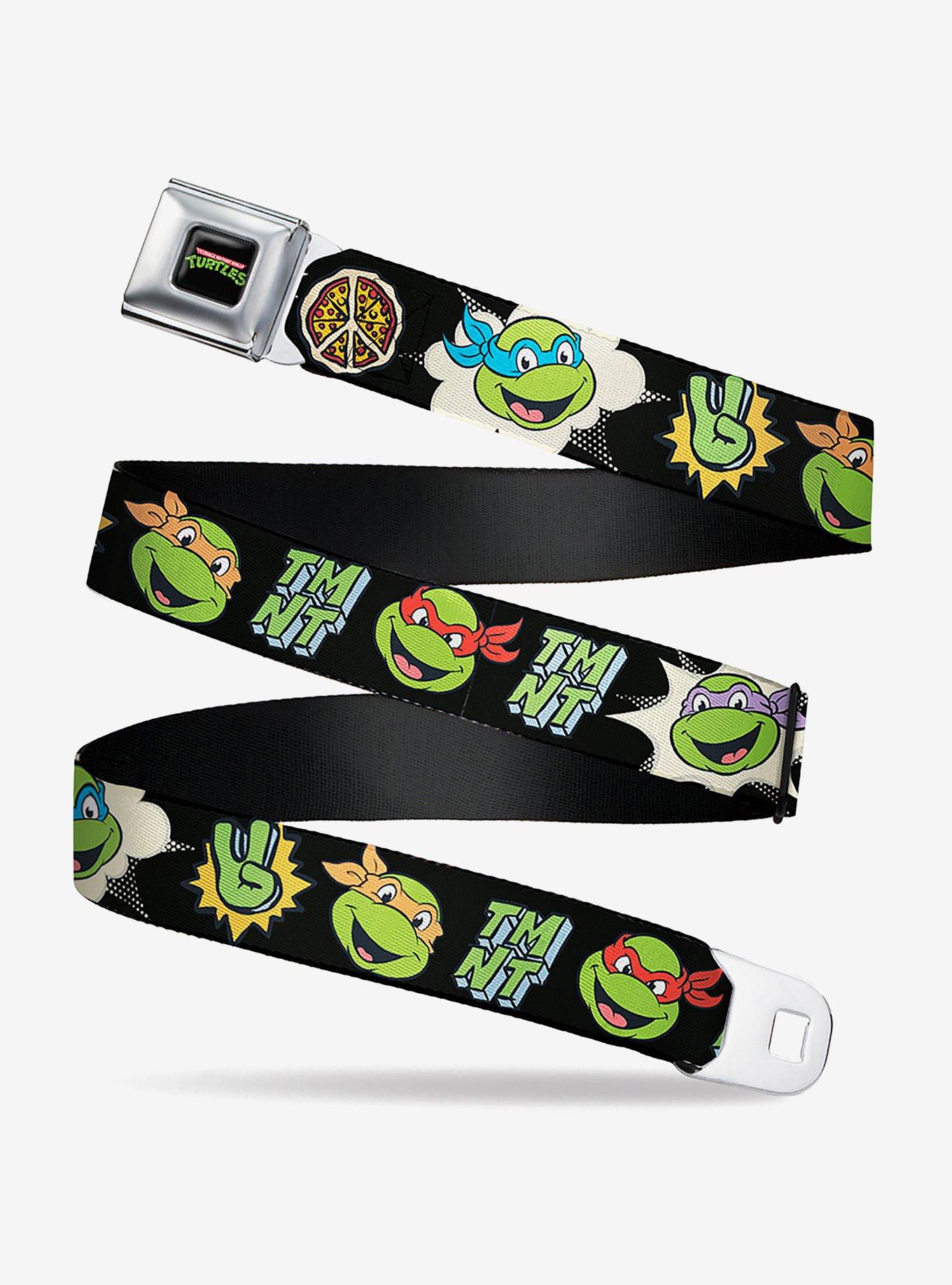 Teenage Mutant Ninja Turtles Faces And Icons Seatbelt Belt, BLACK, hi-res