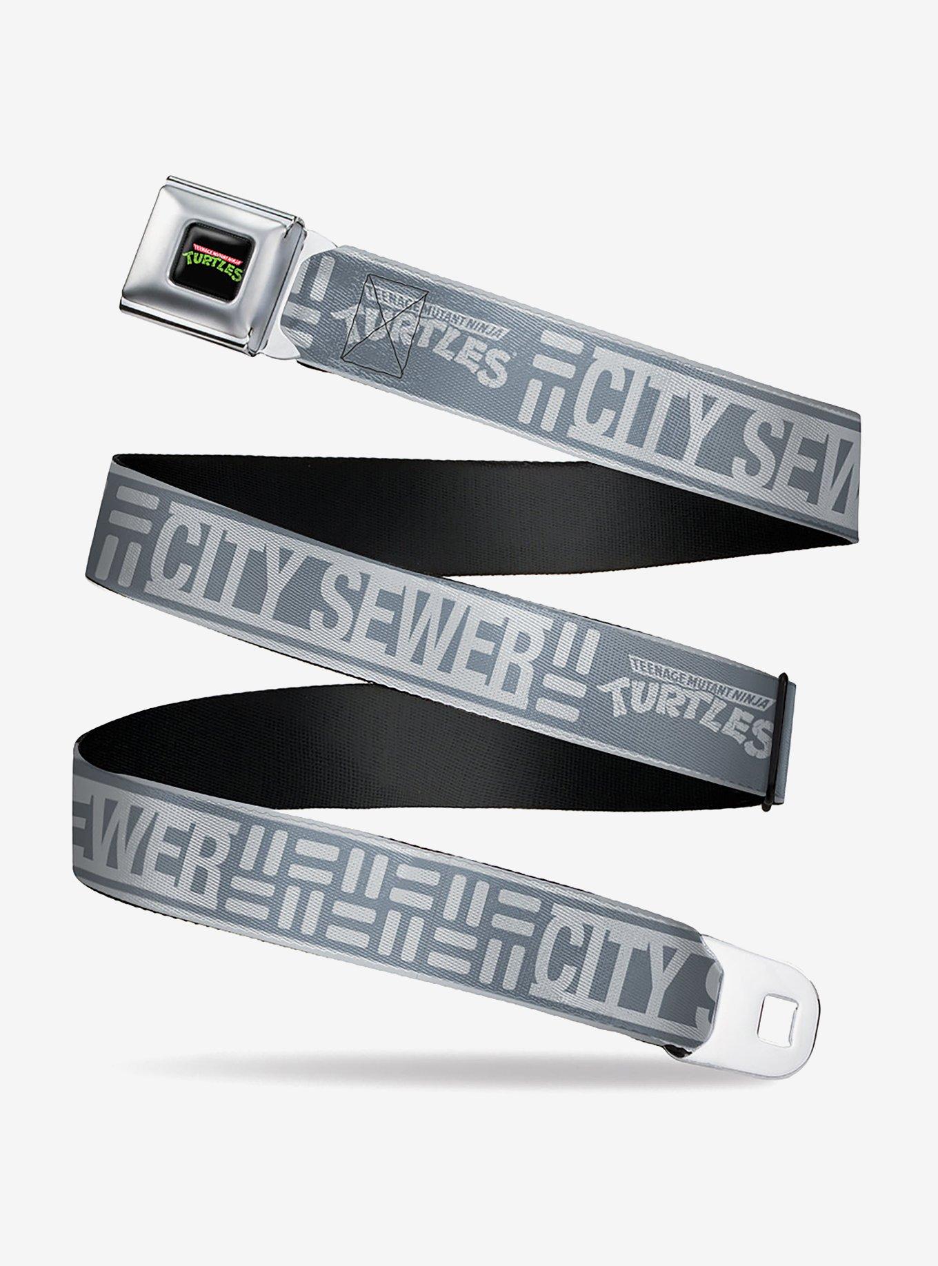 Teenage Mutant Ninja Turtles City Sewer Title Logos Seatbelt Belt, GREY, hi-res