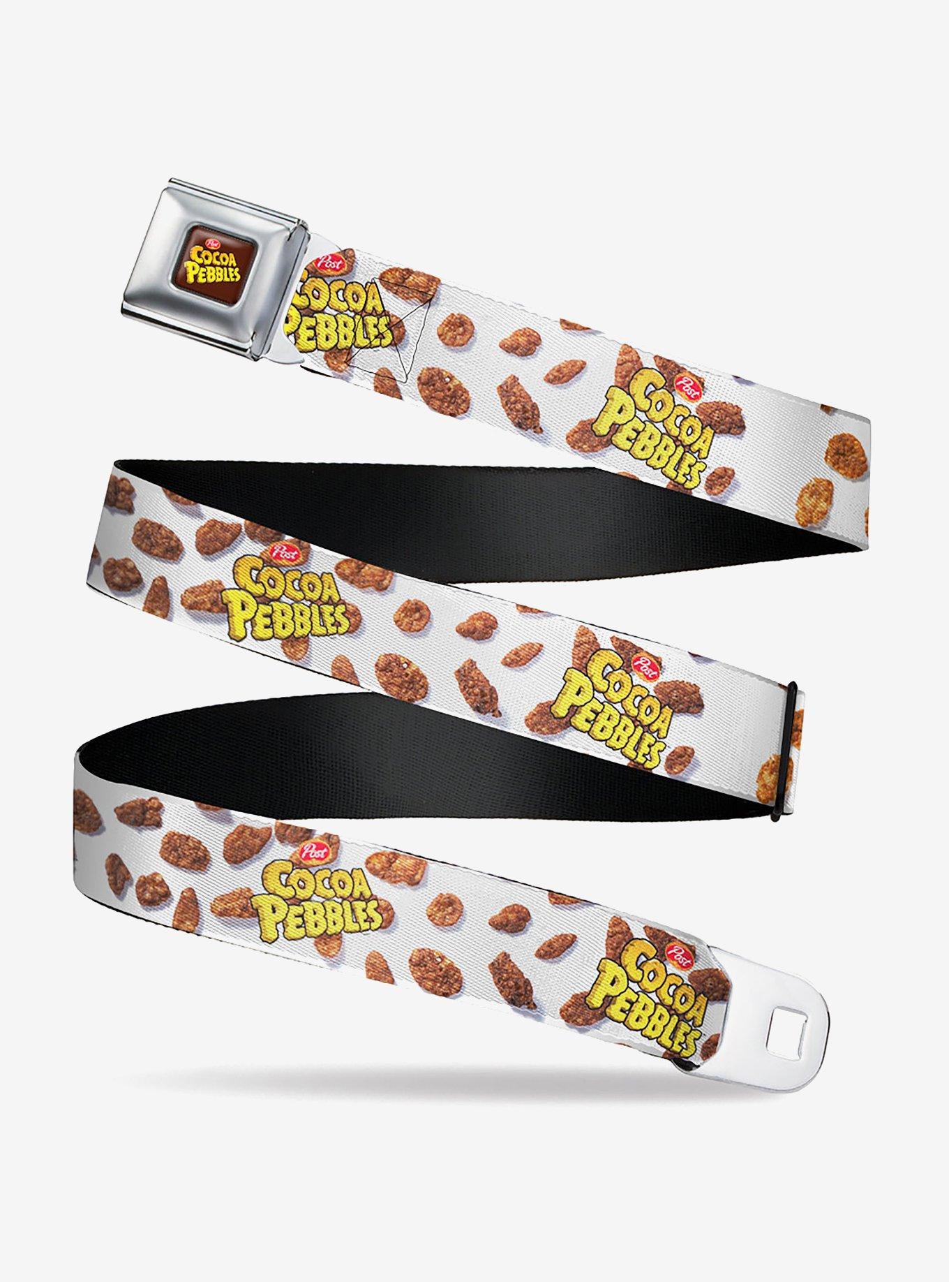 The Flintstones Post Cocoa Pebbles Logo And Cereal Scattered Seatbelt Belt, , hi-res