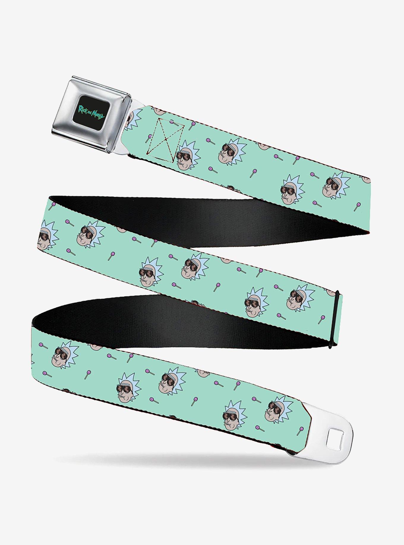 Rick And Morty Rick Lollipop Pose Teal Seatbelt Belt, BLUE, hi-res