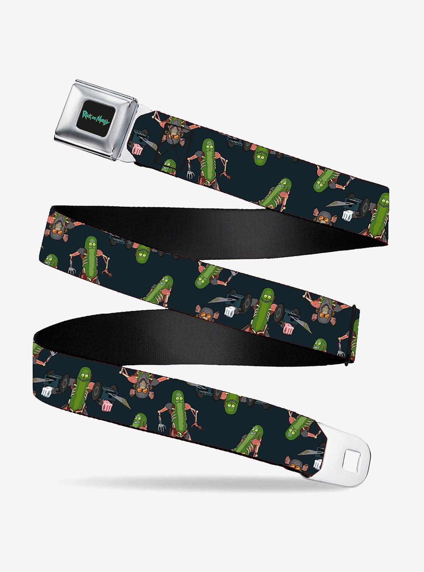 Rick And Morty Pickle Rick Rat Suit Poses Seatbelt Belt, BLACK, hi-res