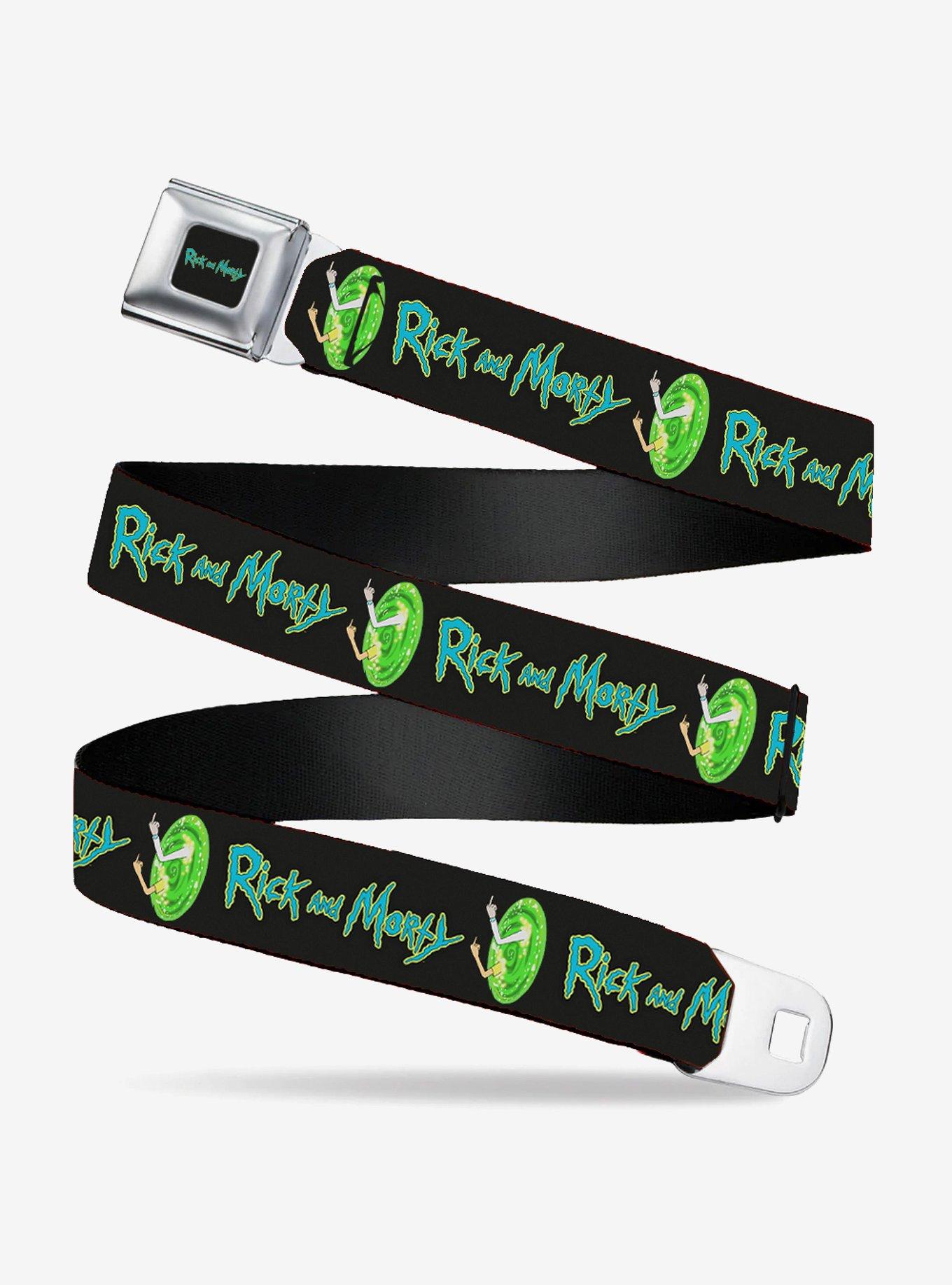 Rick And Morty Title Logo And Middle Finger Portal Jump Seatbelt Belt, , hi-res