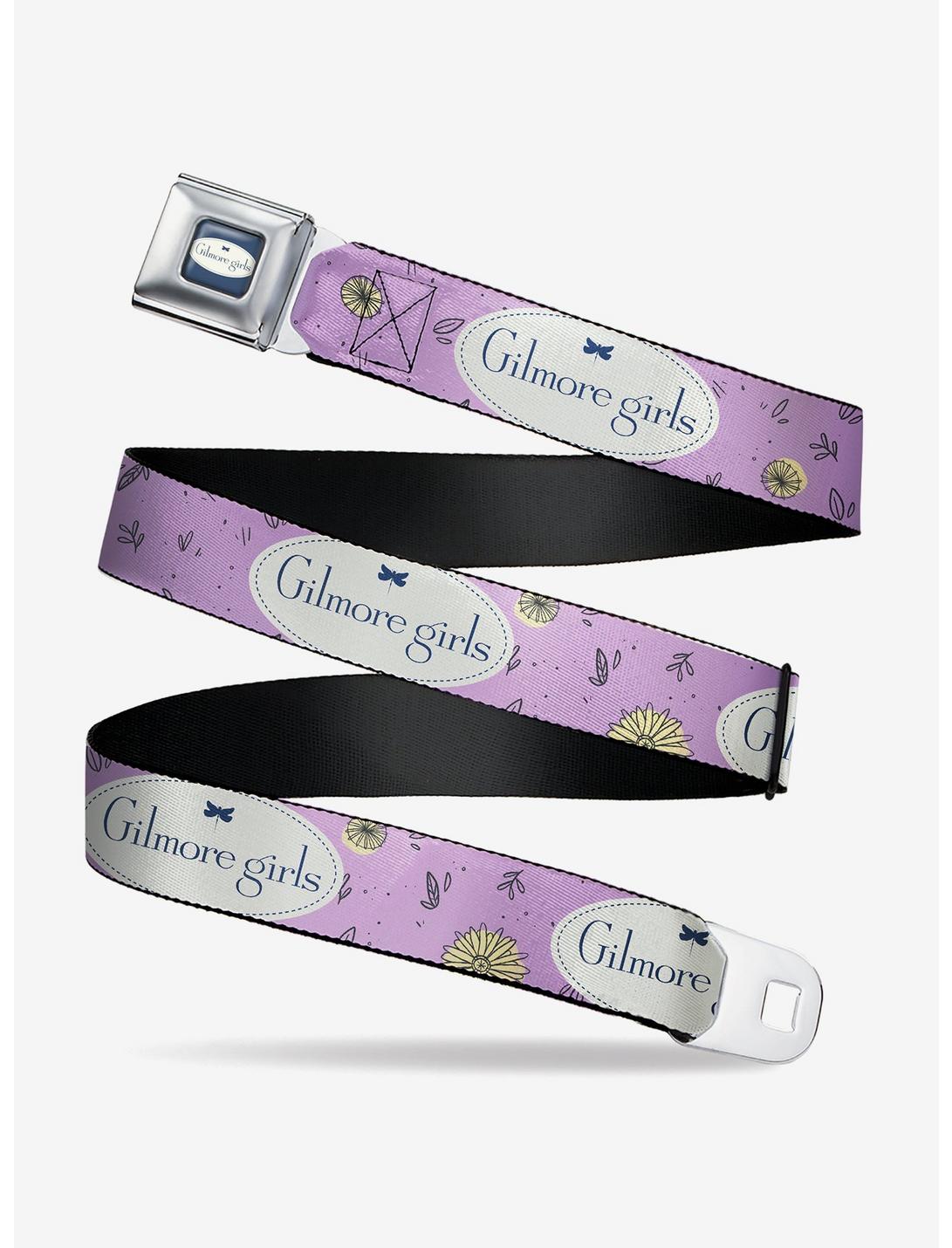 Gilmore Girls Title Logo And Flower Petals Lavender Seatbelt Belt, PINK, hi-res