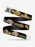 Cow And Chicken Title Logo And Poses With Guy Seatbelt Belt, BLACK, hi-res