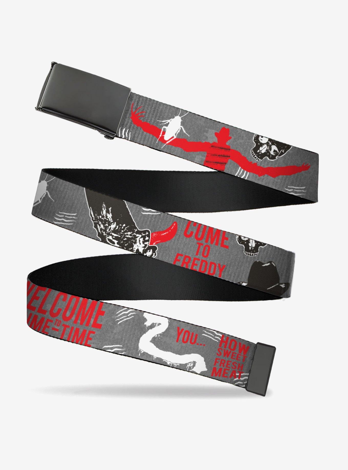 A Nightmare On Elm Street Freddy Icons Quotes Collage Flip Web Belt, , hi-res