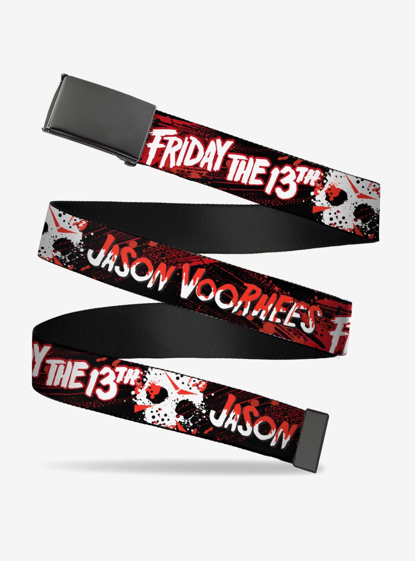 Friday The 13th Jason Voorhees Mask Text Flip Web Belt, , hi-res