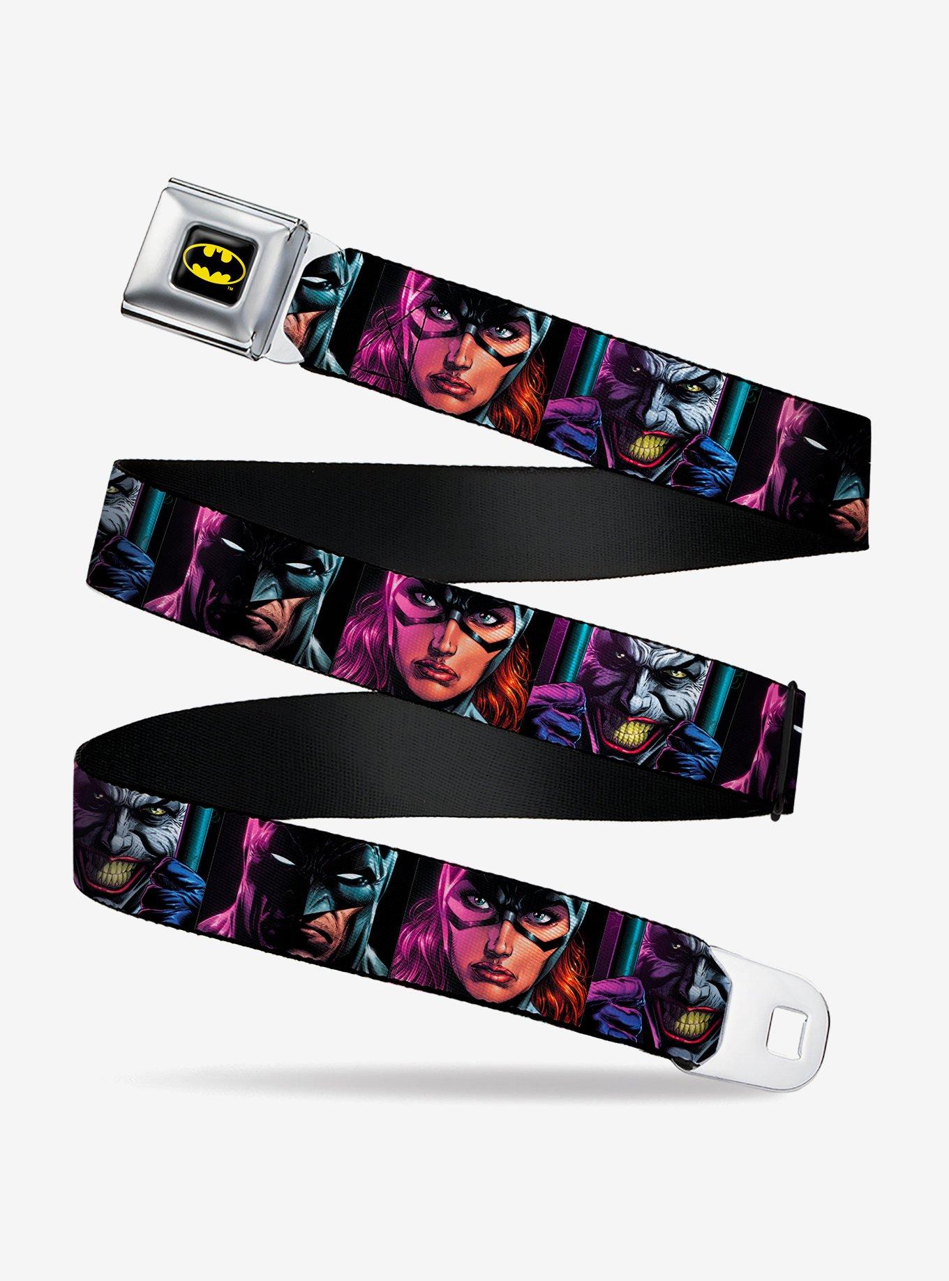 DC Comics Batgirl And Joker Comic Book Face Close Ups Seatbelt Belt, BLACK, hi-res