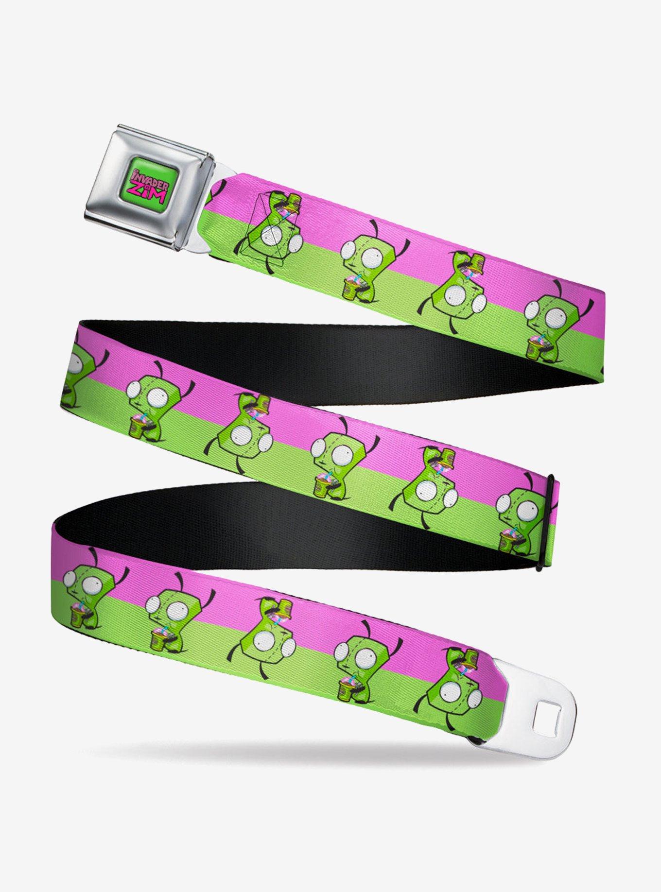 Invader Zim GIR Drinking Pose Stripe Purple Seatbelt Belt