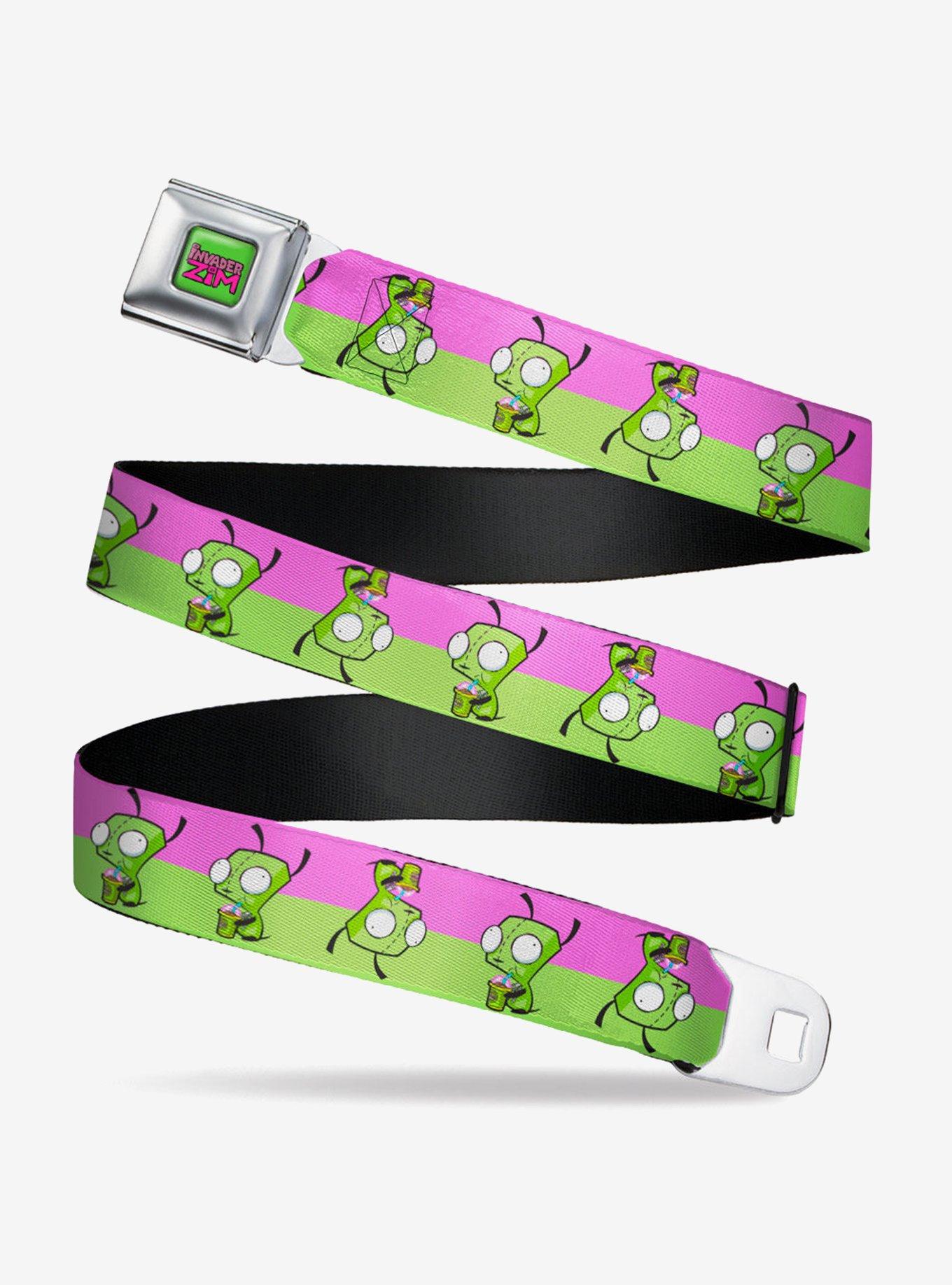 Invader Zim GIR Drinking Pose Stripe Purple Seatbelt Belt, , hi-res