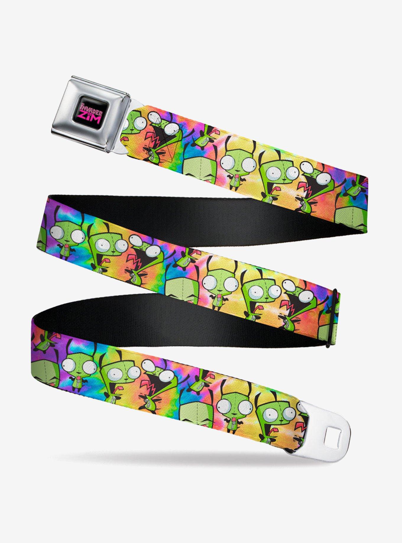 Invader Zim GIR Poses Scattered Tie Dye Seatbelt Belt, MULTI, hi-res