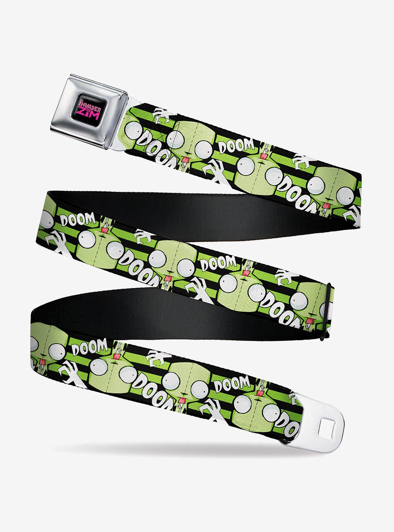 Invader Zim Gir Doom Flip Poses Stripe Seatbelt Belt, GREEN, hi-res