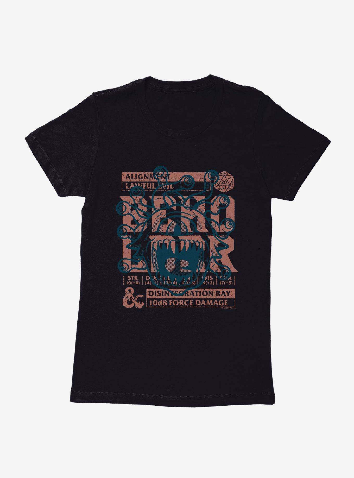 Dungeons & Dragons Beholder Stats Stamp Womens T-Shirt