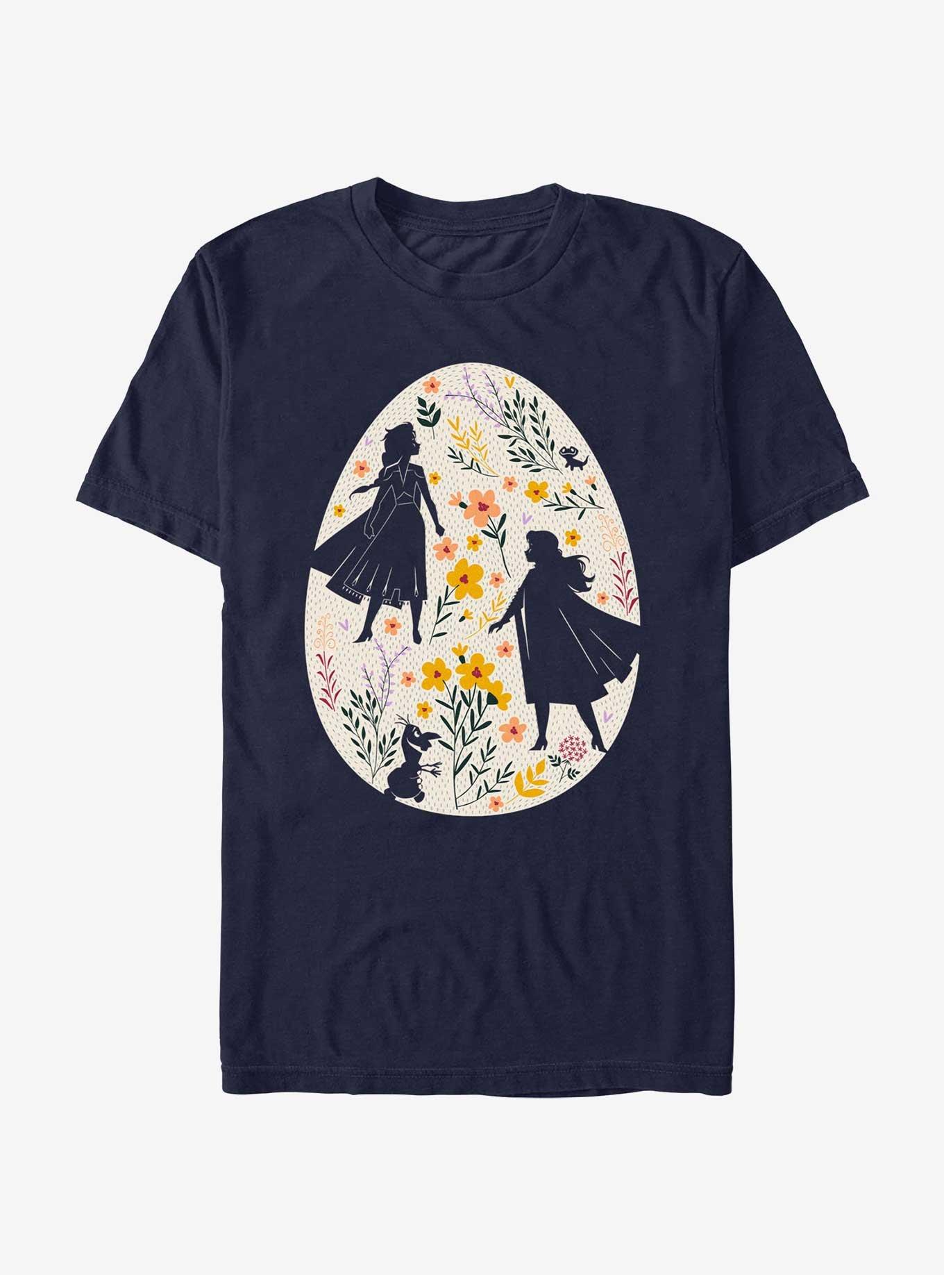 Disney Frozen Elsa Anna Olaf Egg Silhouette T-Shirt, NAVY, hi-res