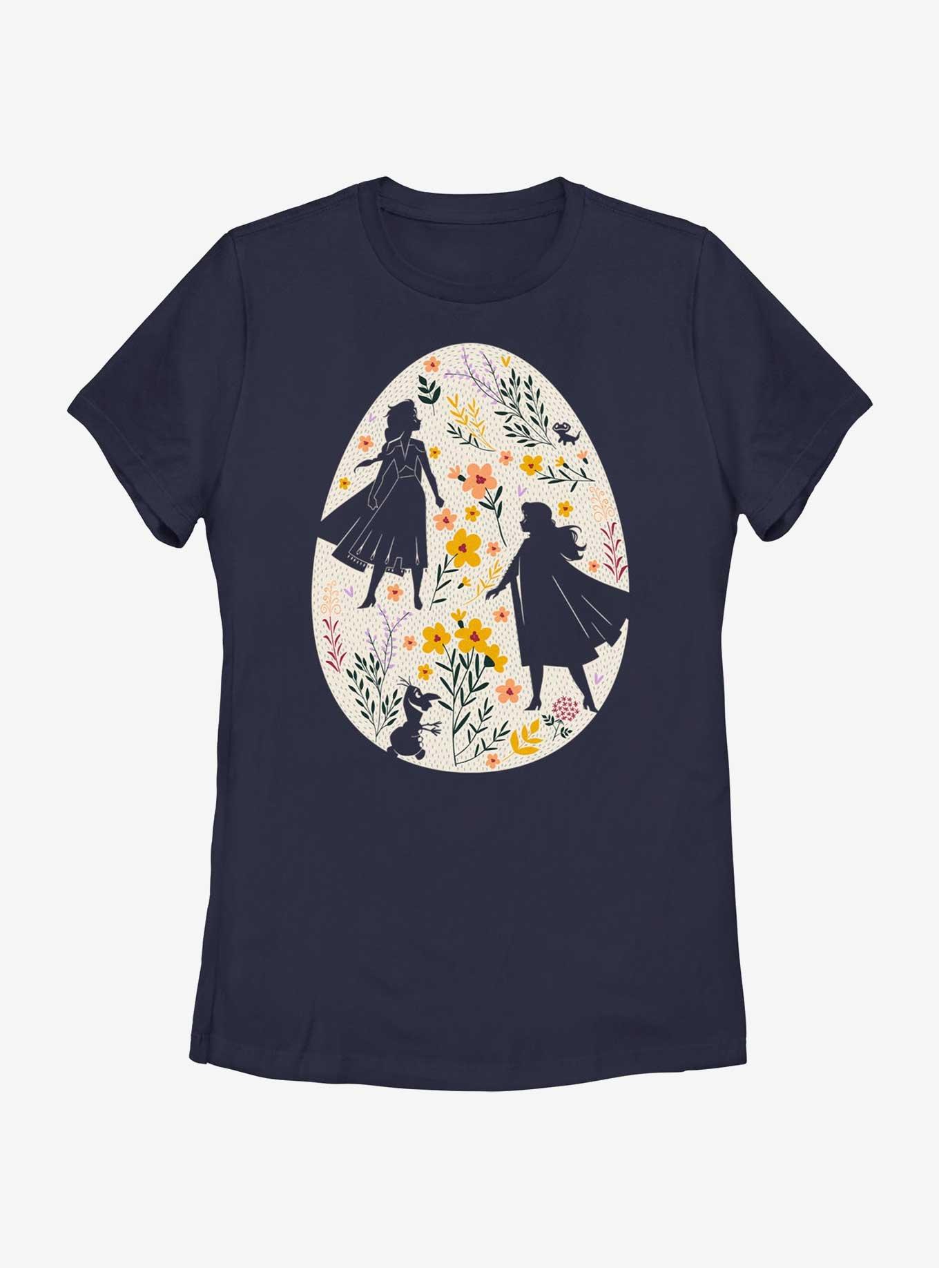 Disney Frozen Elsa Anna Olaf Egg Silhouette Womens T-Shirt