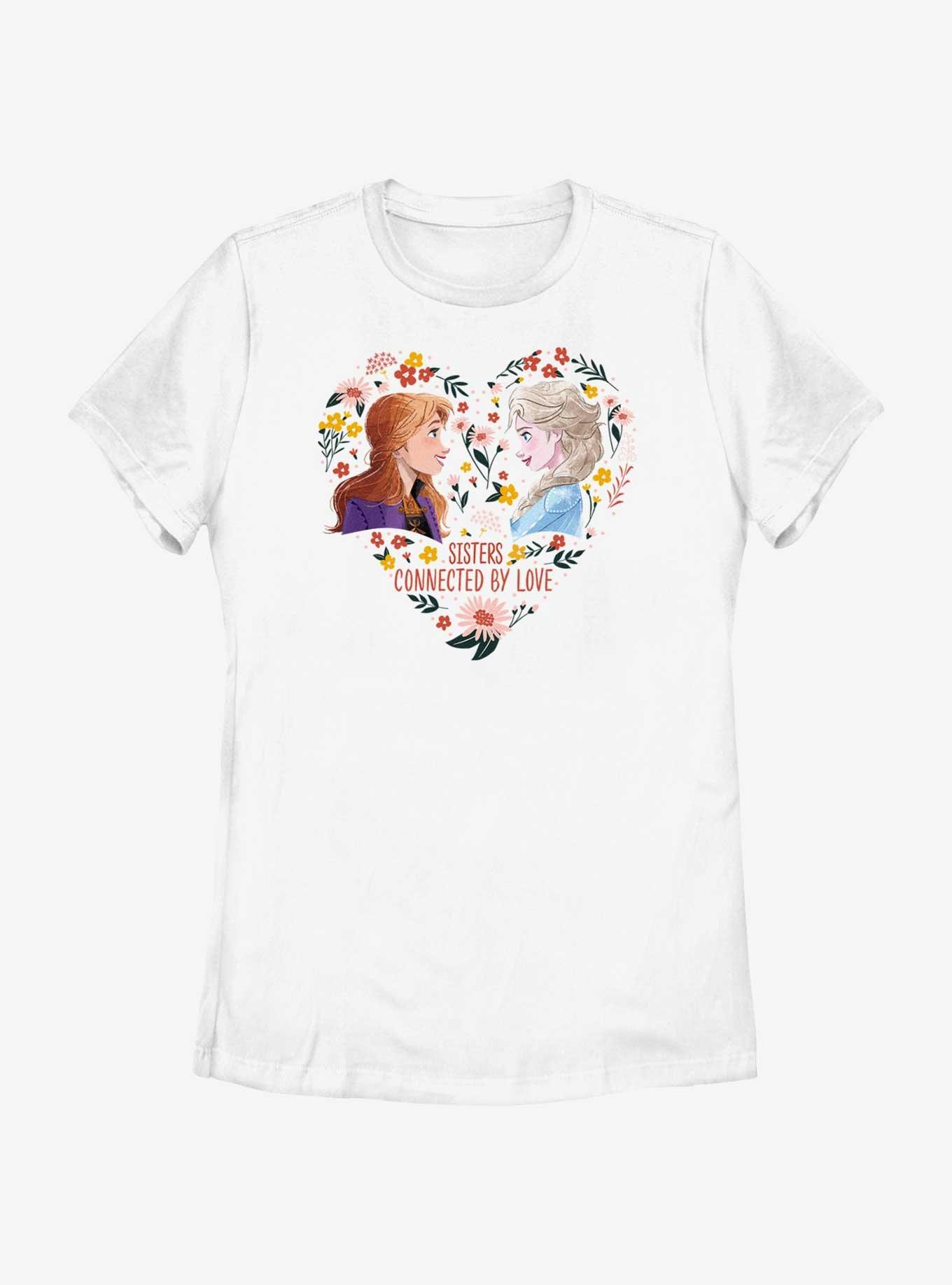 Disney Frozen Anna & Elsa Sisters Connected By Love Womens T-Shirt