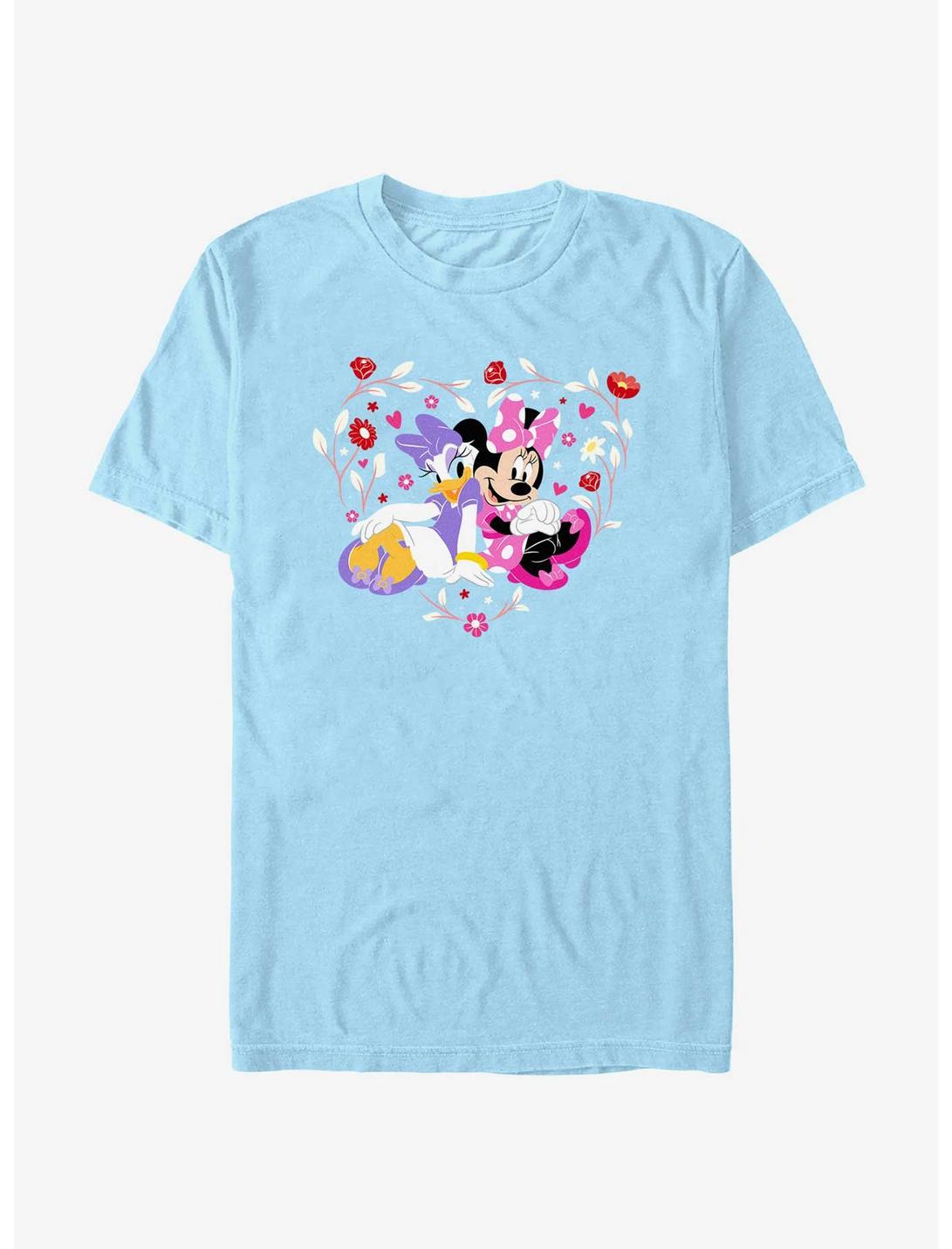 Disney Mickey Mouse Minnie And Daisy Flowers Heart T-Shirt, LT BLUE, hi-res
