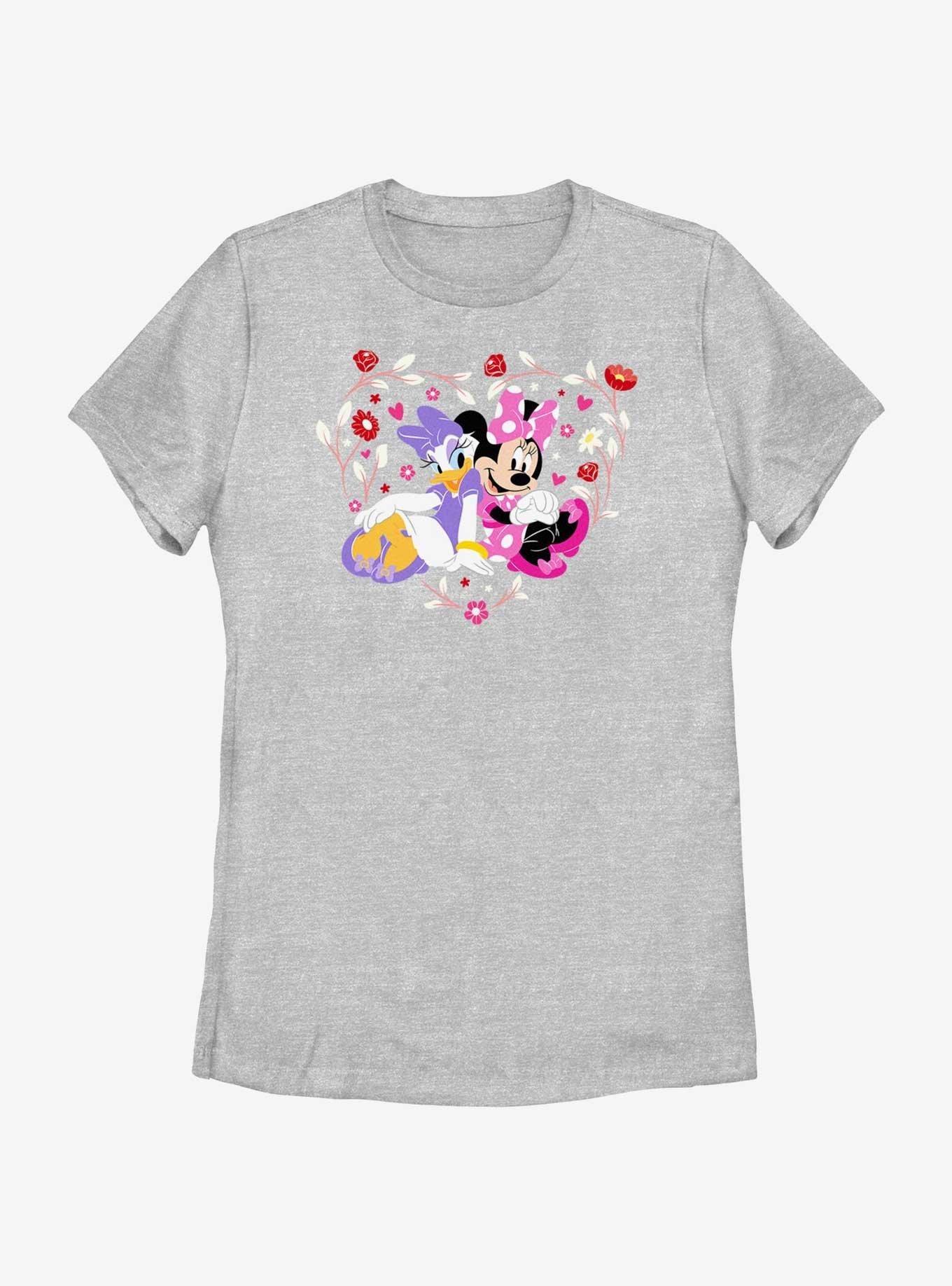 Disney Mickey Mouse Minnie And Daisy Flowers Heart Womens T-Shirt, , hi-res