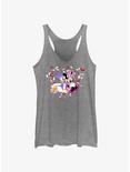 Disney Mickey Mouse Minnie And Daisy Flowers Heart Womens Tank Top, GRAY HTR, hi-res