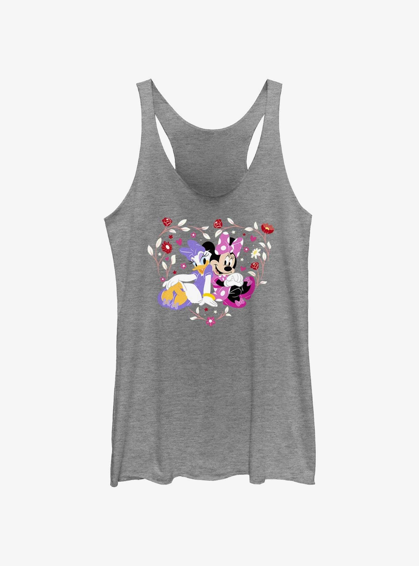Disney Mickey Mouse Minnie And Daisy Flowers Heart Womens Tank Top, , hi-res