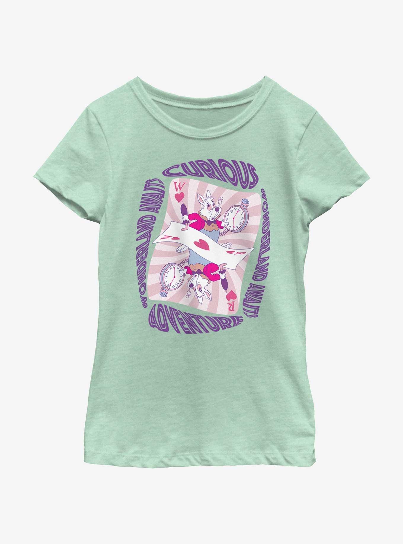 Disney Alice Wonderland Rabbit Curious Adventure Youth Girls T-Shirt