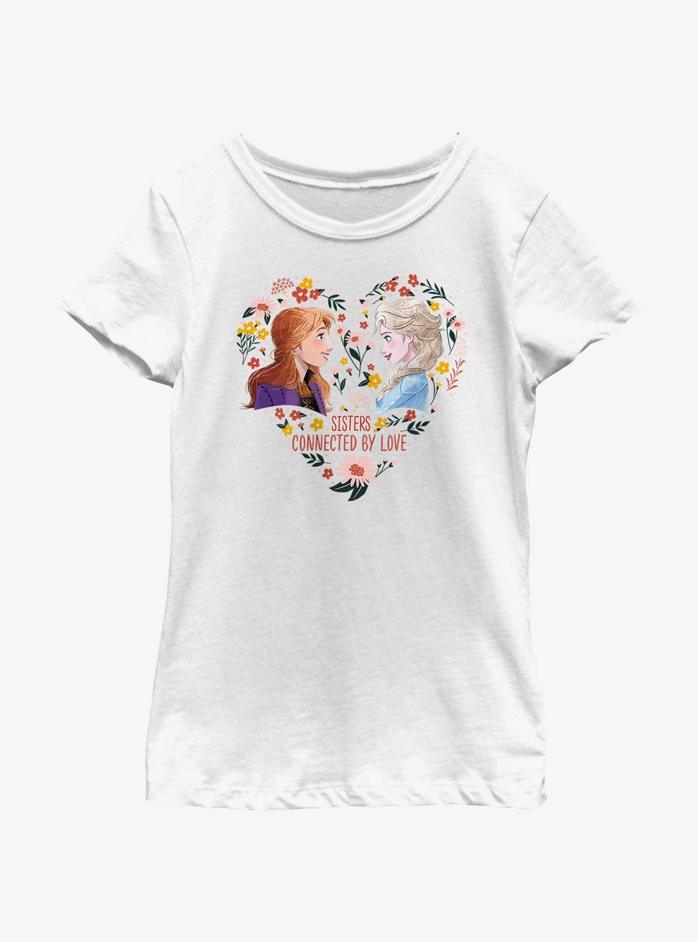 Disney Frozen Anna & Elsa Sisters Connected By Love Youth Girls T-Shirt