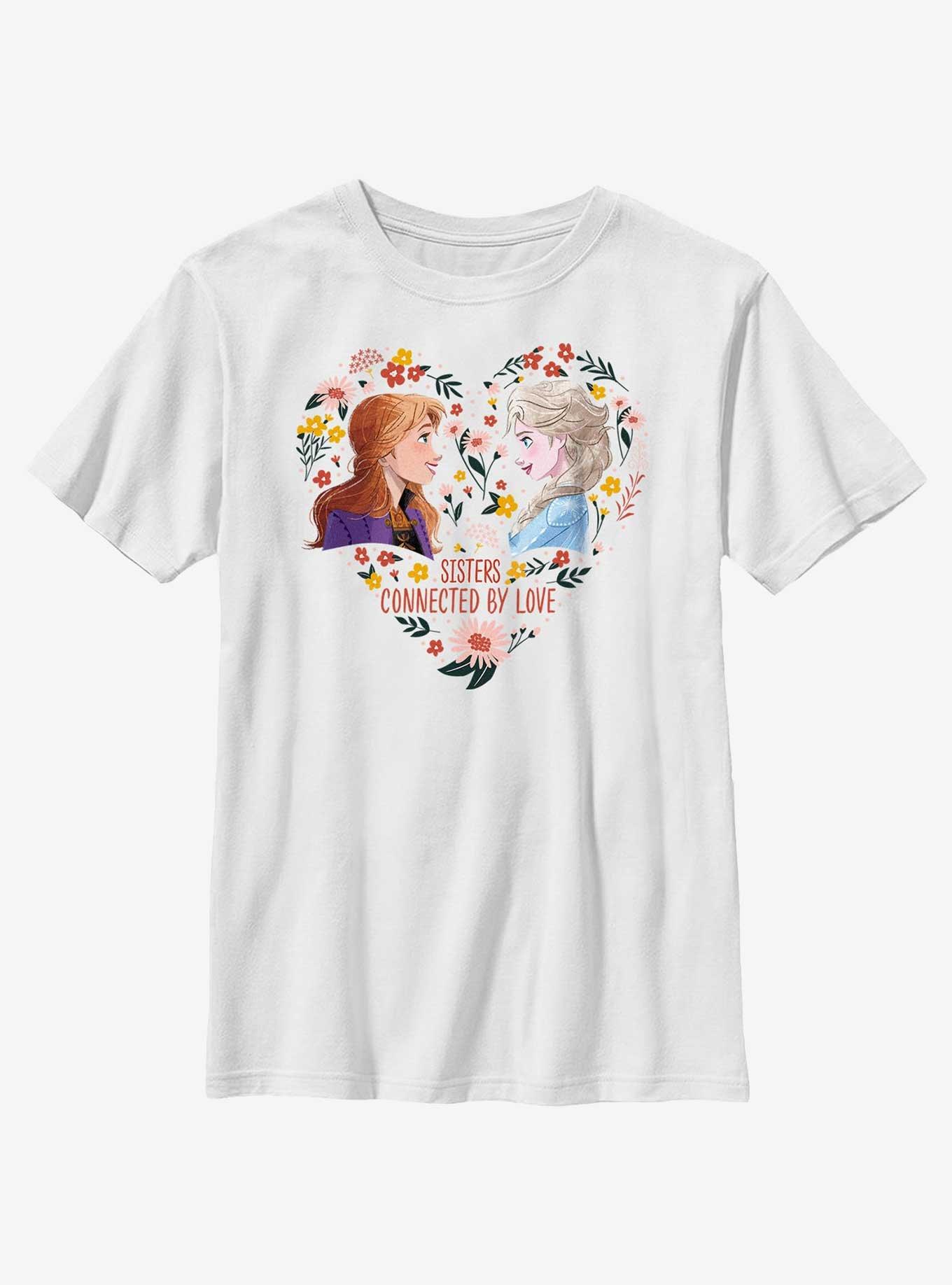 Disney Frozen Anna & Elsa Sisters Connected By Love Youth T-Shirt, WHITE, hi-res