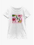 MTV Floral Logo Youth Girls T-Shirt, WHITE, hi-res