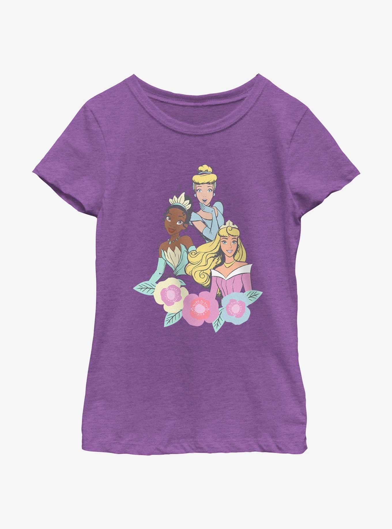 Disney Sleeping Beauty Tiana and Cinderella Group Pic Youth Girls T-Shirt, PURPLE BERRY, hi-res