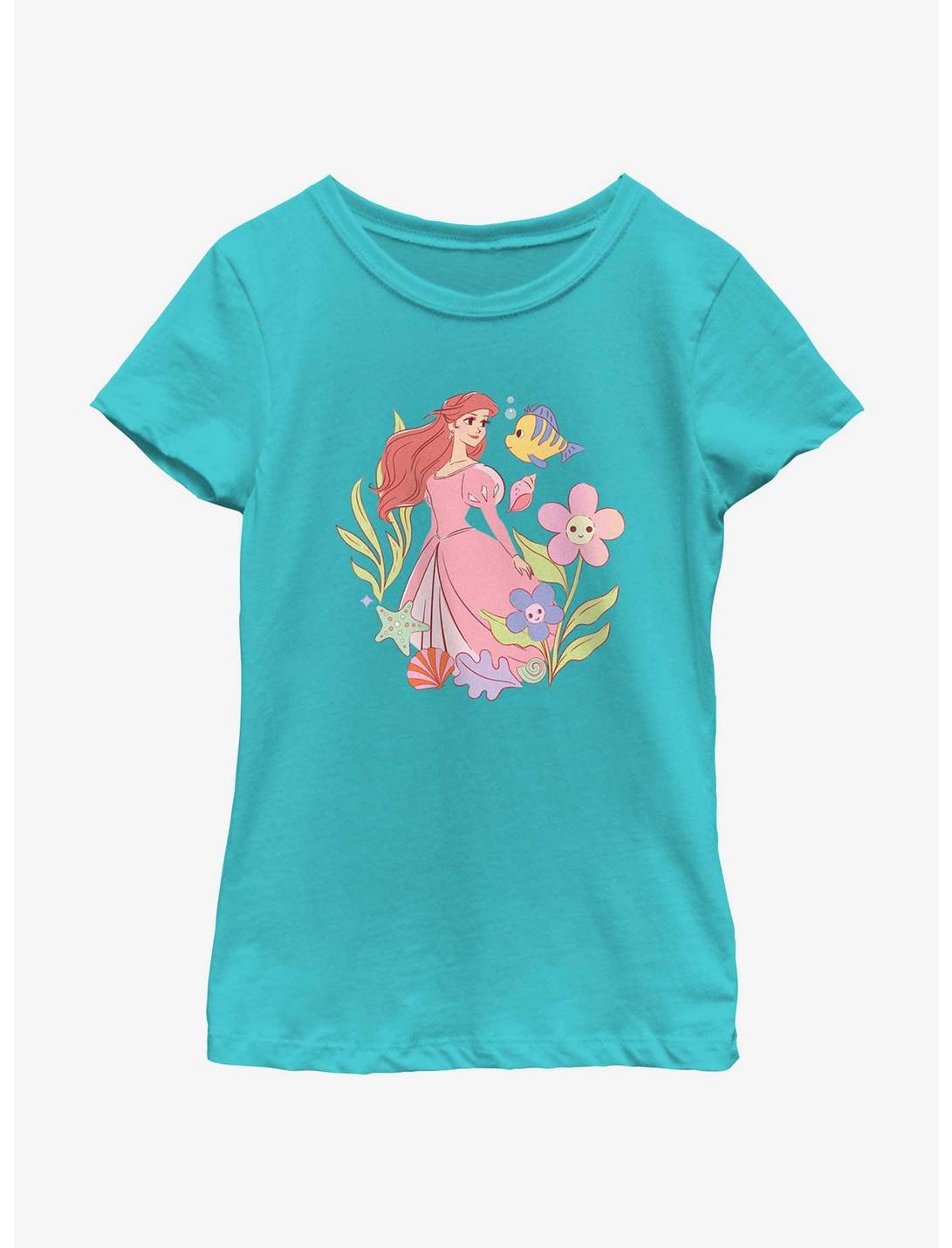 Disney Princesses Ariel And Flounder Youth Girls T-Shirt, TAHI BLUE, hi-res