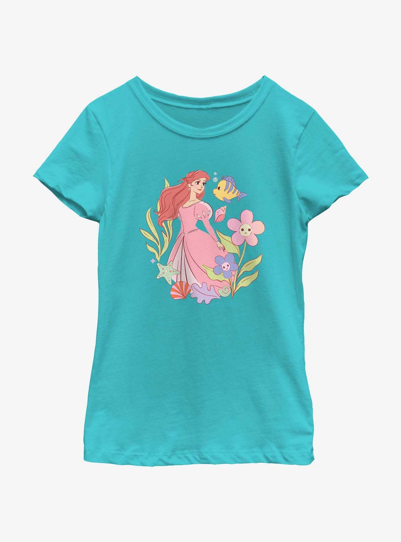 Disney Princesses Ariel And Flounder Youth Girls T-Shirt, TAHI BLUE, hi-res
