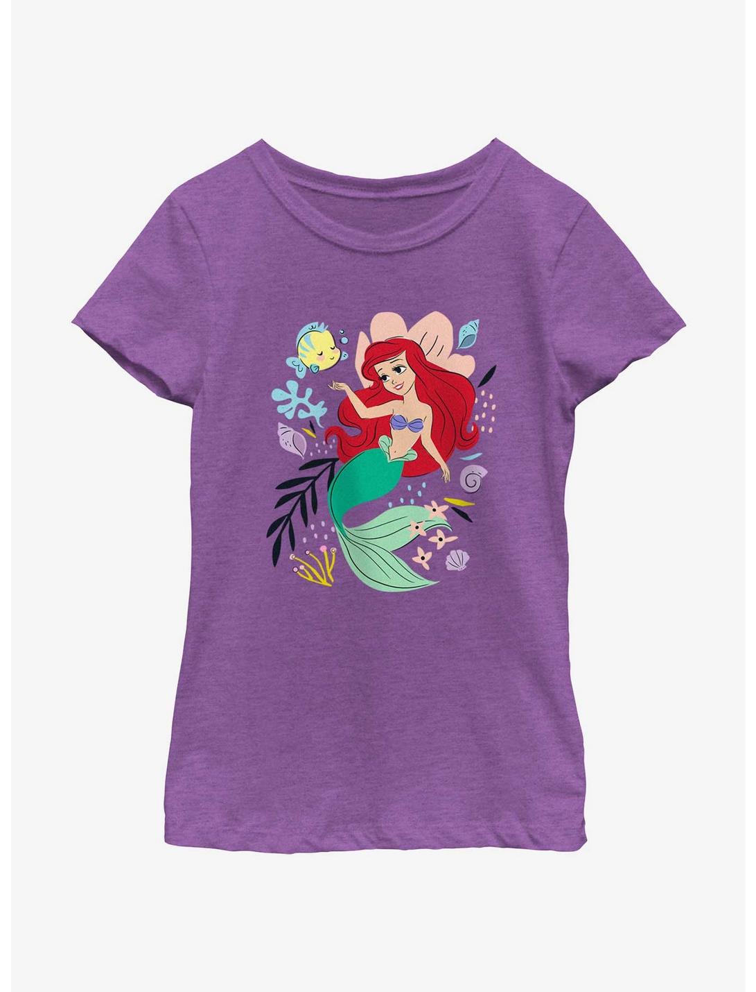 Disney Princesses Ariel And Flounder Youth Girls T-Shirt, PURPLE BERRY, hi-res