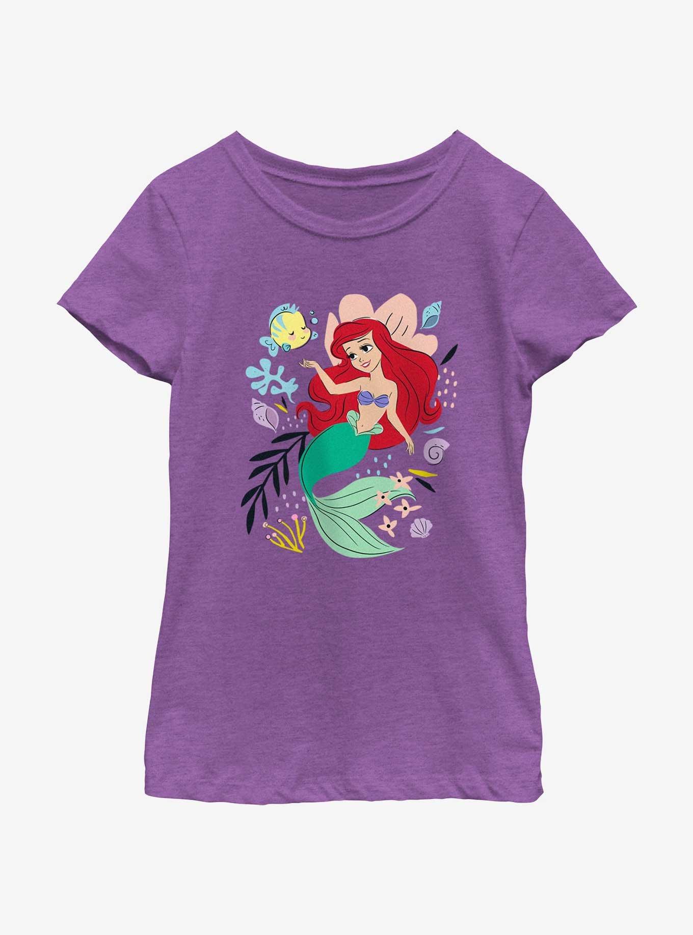 Disney Princesses Ariel And Flounder Youth Girls T-Shirt, PURPLE BERRY, hi-res