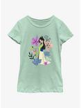 Disney Princesses Mulan Flowers Youth Girls T-Shirt, MINT, hi-res