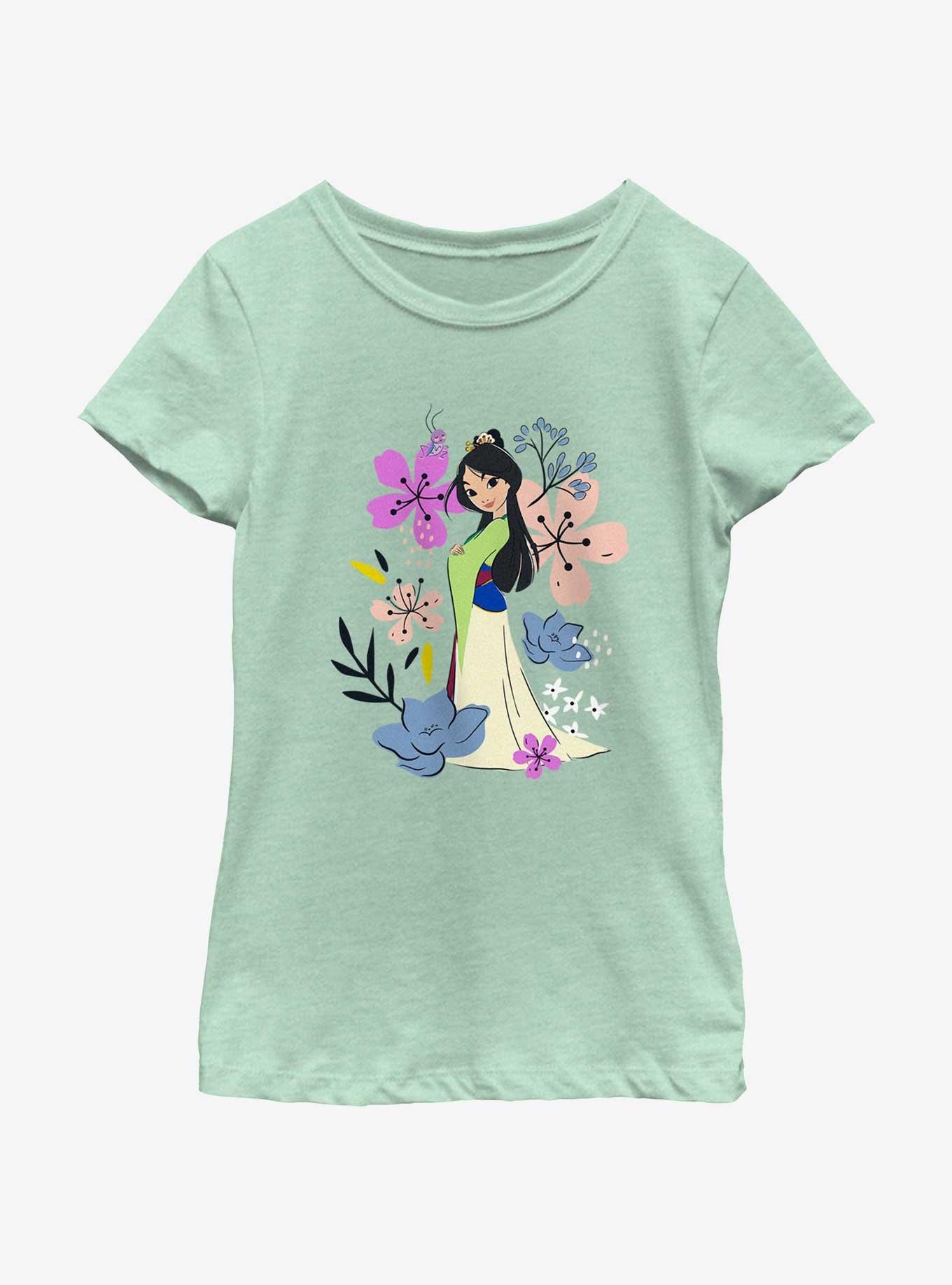 Disney Princesses Mulan Flowers Youth Girls T-Shirt, , hi-res