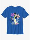 Disney Princesses Mulan Flowers Youth T-Shirt, ROYAL, hi-res