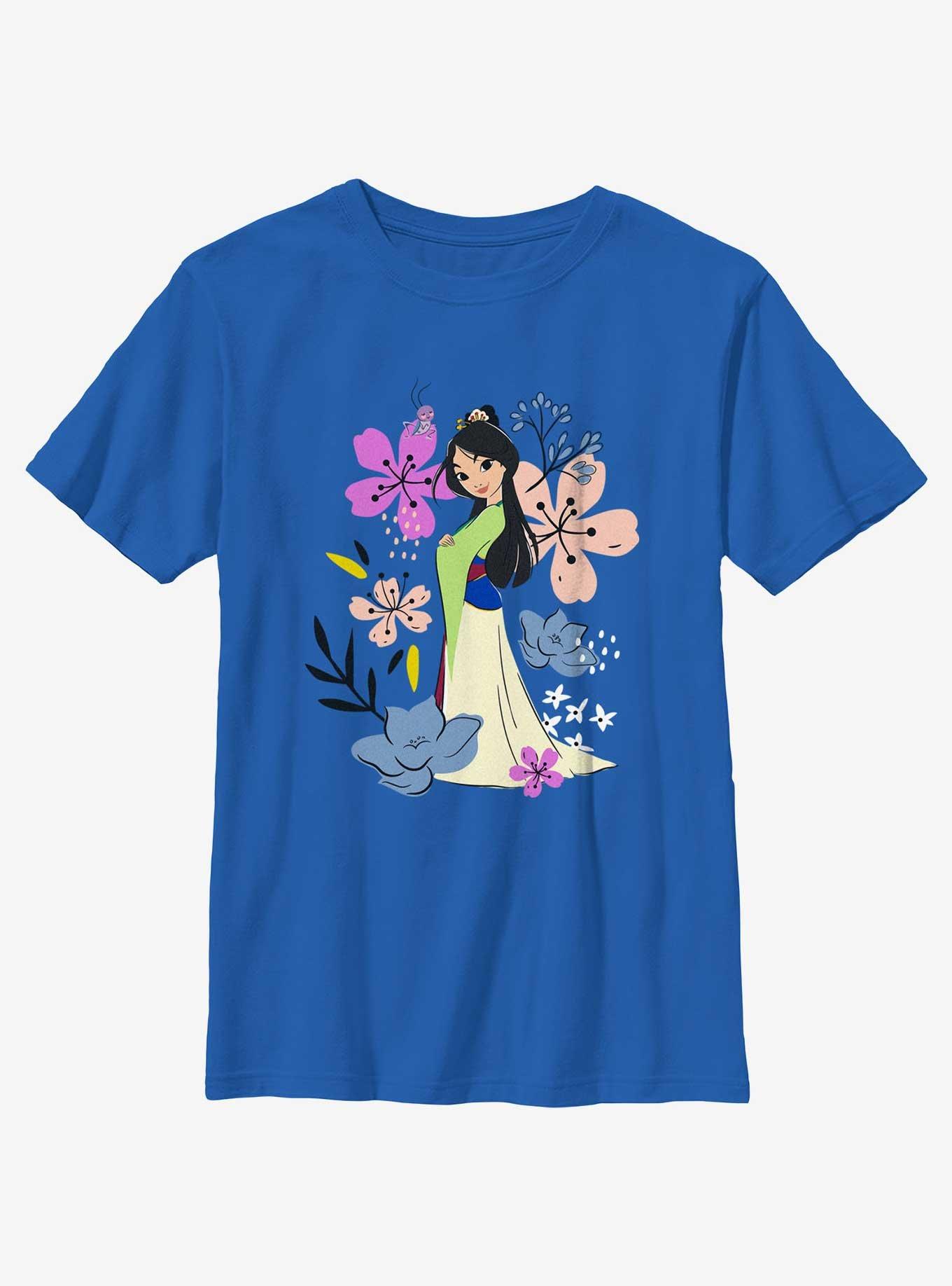 Disney Princesses Mulan Flowers Youth T-Shirt, , hi-res