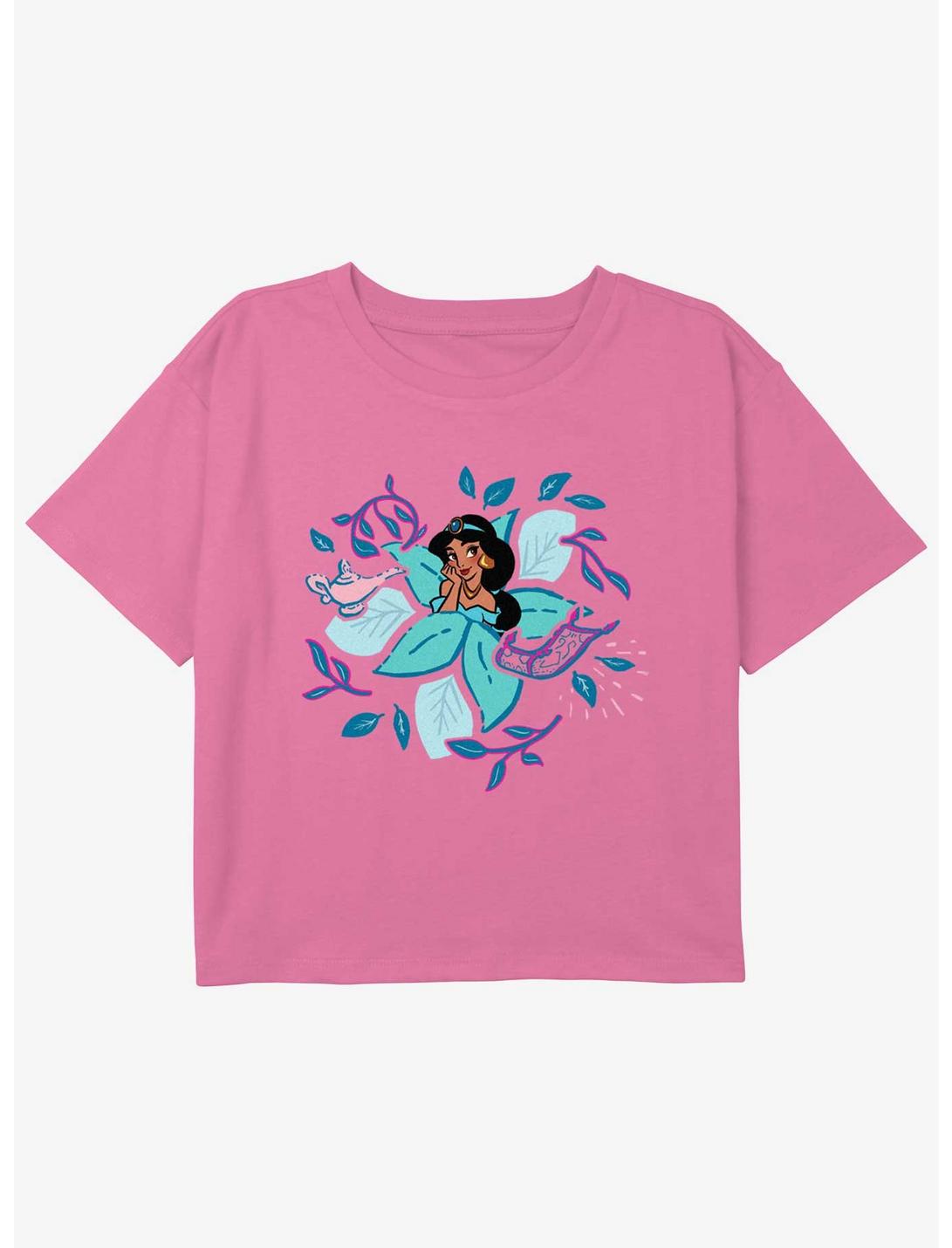 Disney Princesses Jasmine Leaves And Lamp Youth Girls Boxy Crop T-Shirt, PINK, hi-res