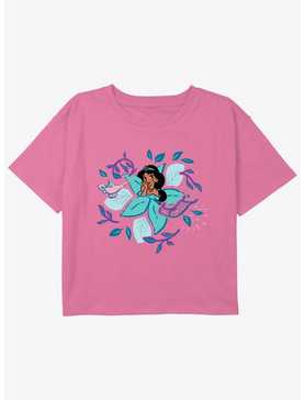 Disney Princesses Jasmine Leaves And Lamp Youth Girls Boxy Crop T-Shirt, , hi-res