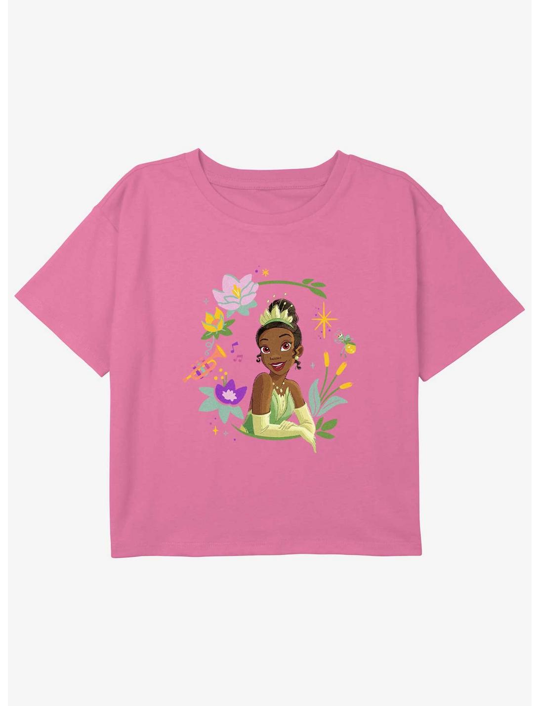 Disney Princesses Tiana Bust Youth Girls Boxy Crop T-Shirt, PINK, hi-res