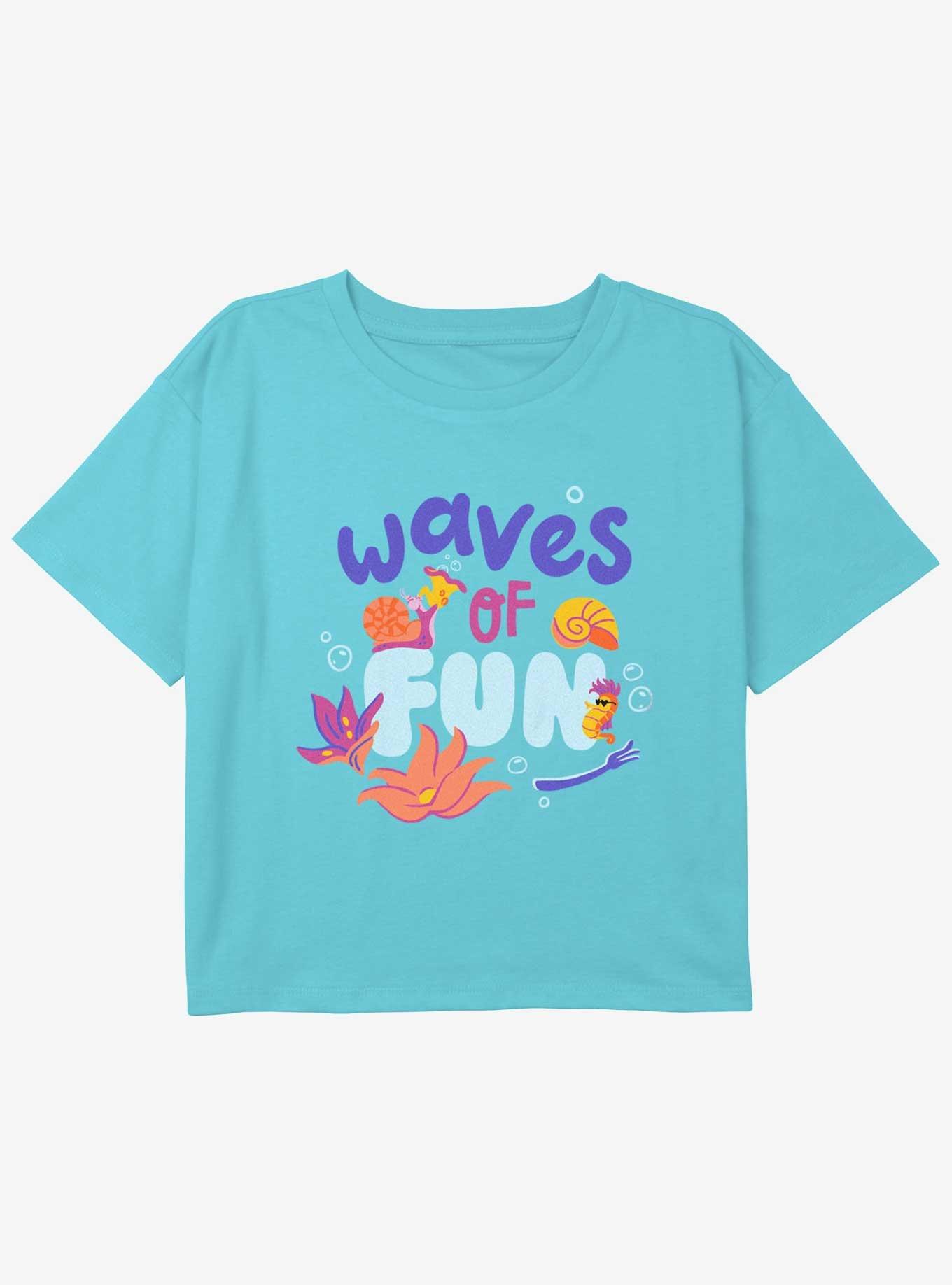 Disney Princesses Waves Of Fun Youth Girls Boxy Crop T-Shirt