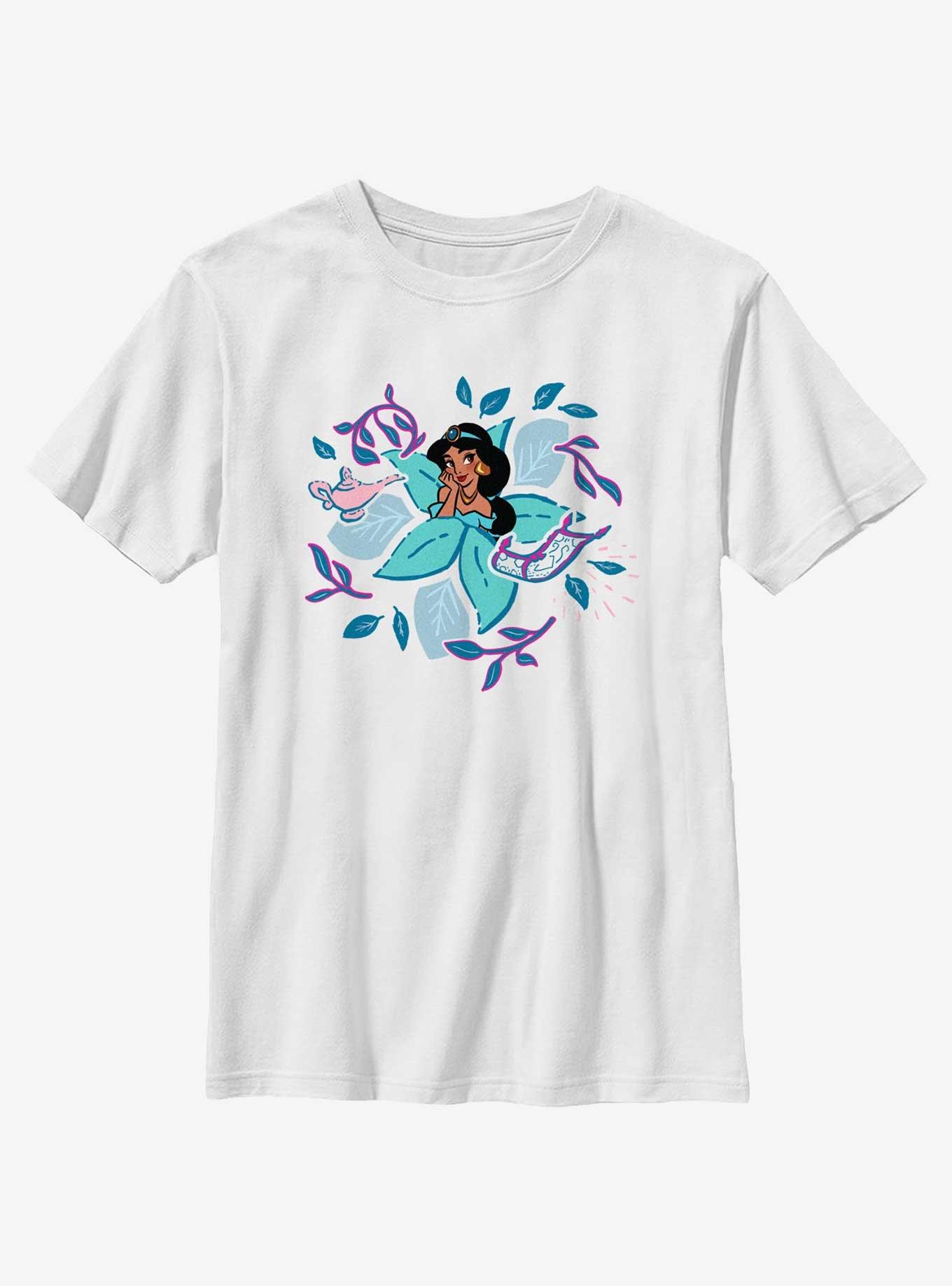 Disney Princesses Jasmine Leaves And Lamp Youth T-Shirt, WHITE, hi-res