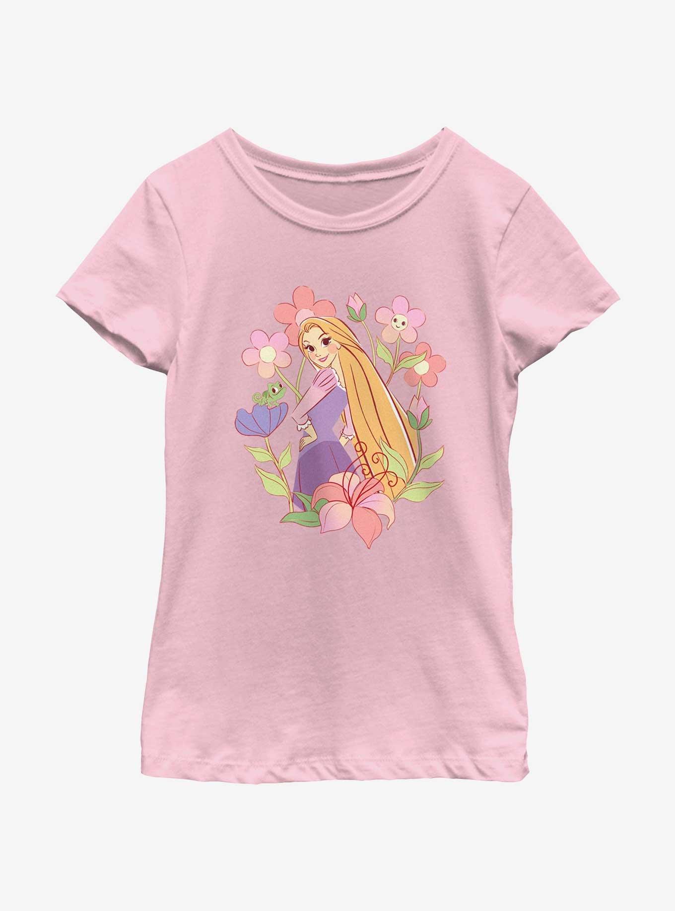 Disney Princesses Rapunzel And Pascal With Flowers Youth Girls T-Shirt