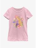 Disney Princesses Rapunzel And Pascal With Flowers Youth Girls T-Shirt, PINK, hi-res