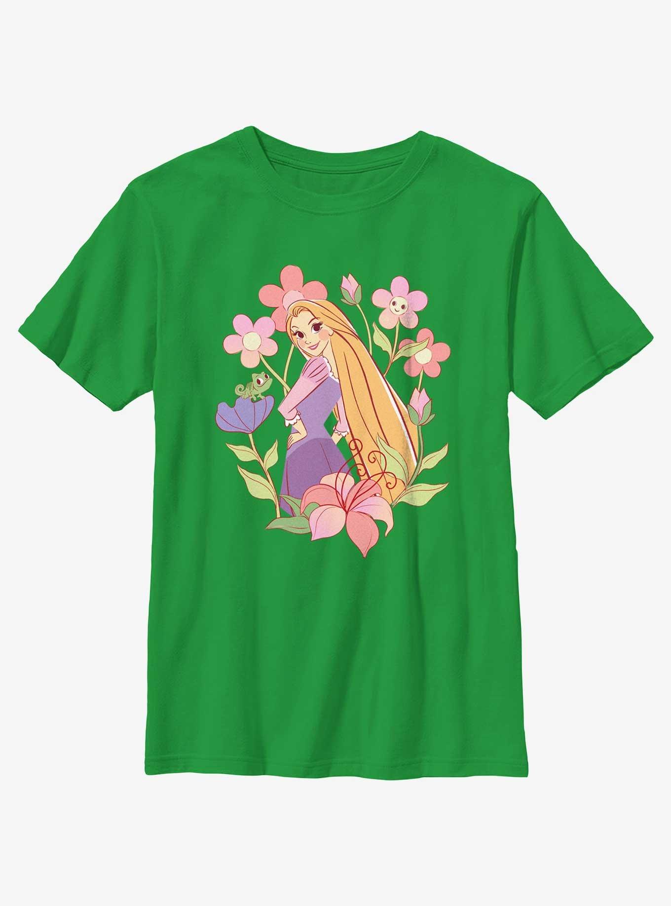 Disney Princesses Rapunzel And Pascal With Flowers Youth T-Shirt, , hi-res