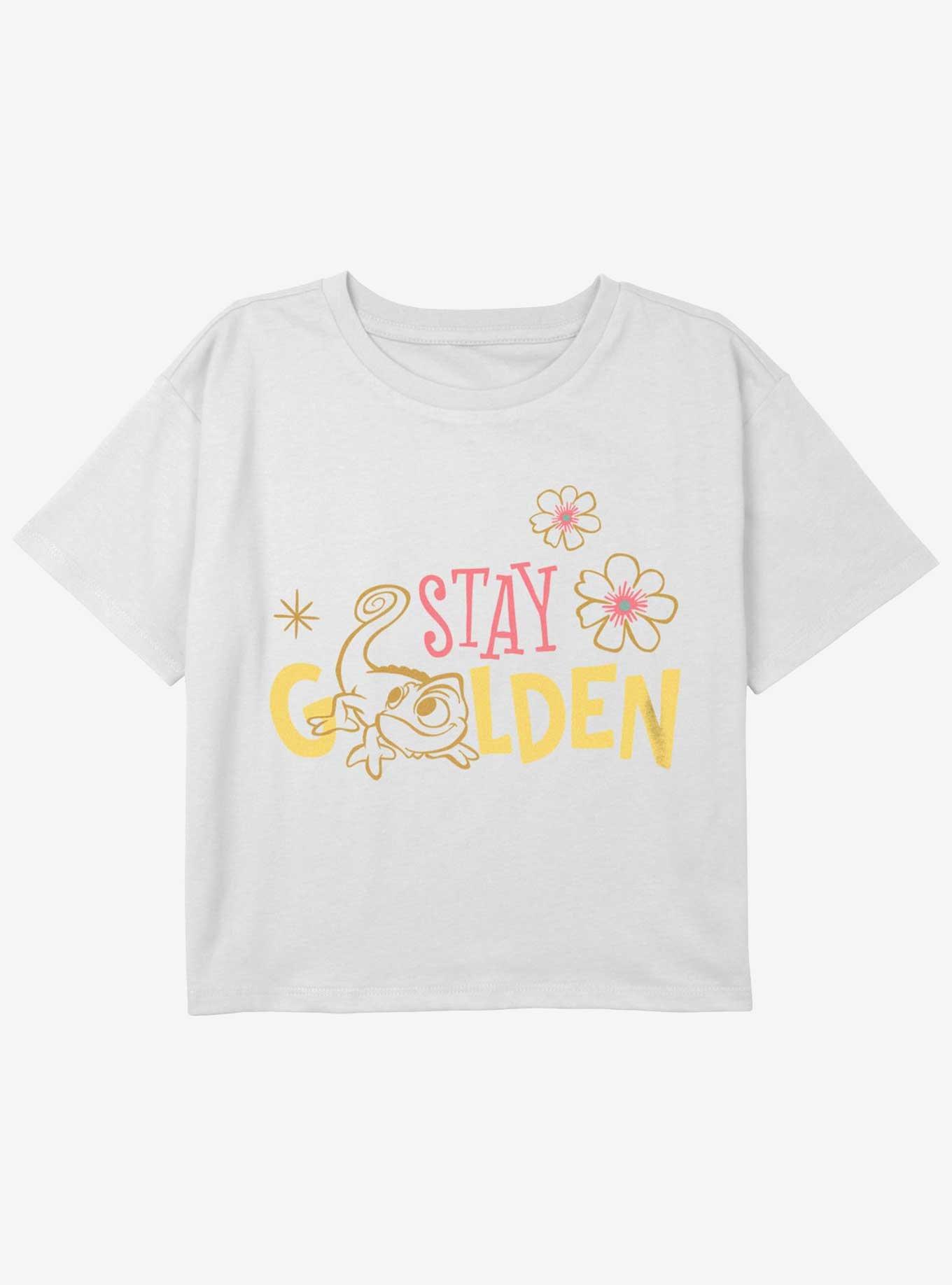 Disney Princesses Pascal Stay Golden Youth Girls Boxy Crop T-Shirt