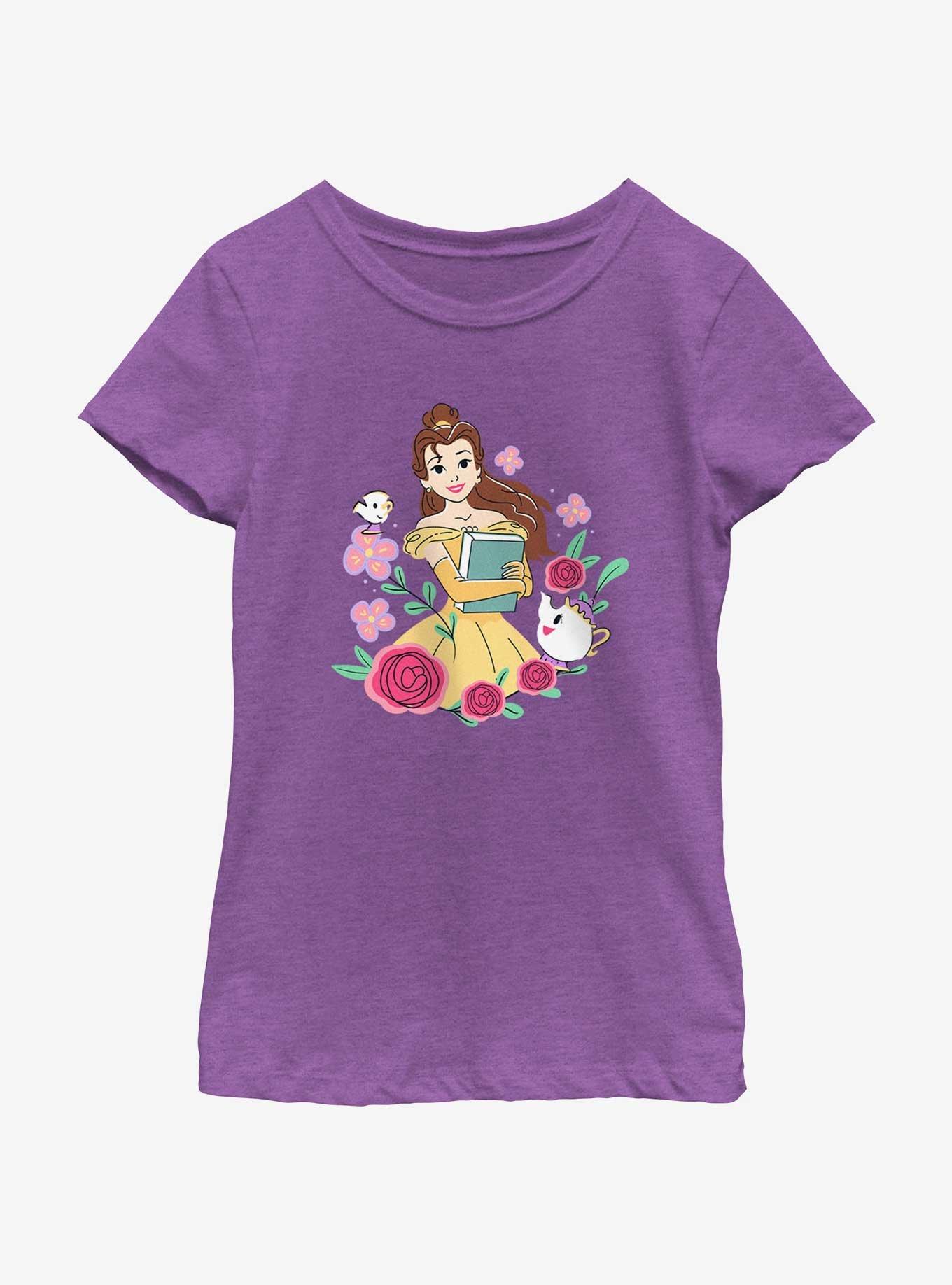 Disney Princesses Belle With Book Youth Girls T-Shirt