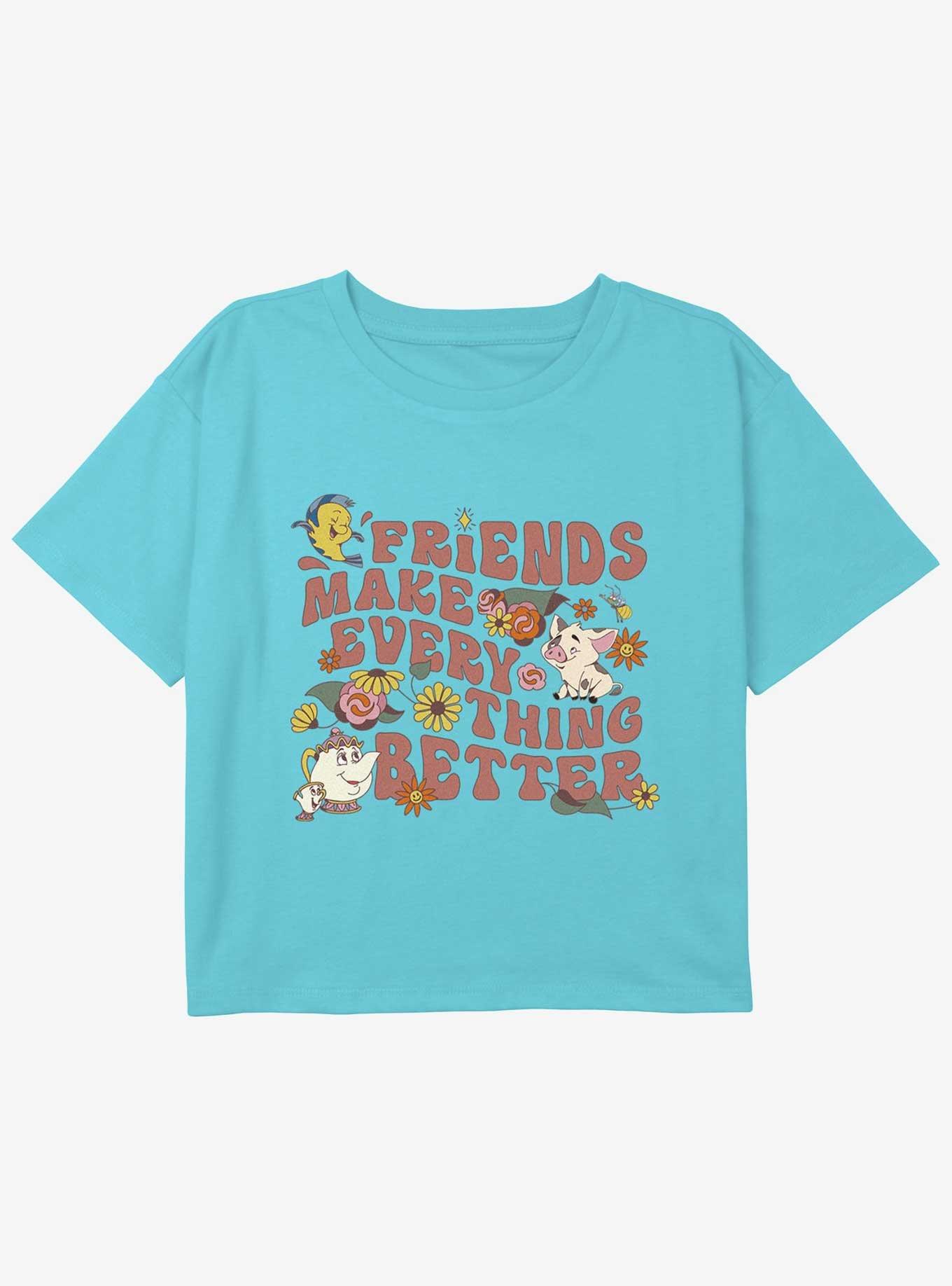 Disney Princesses Friends Make Every Thing Better Youth Girls Boxy Crop T-Shirt, , hi-res