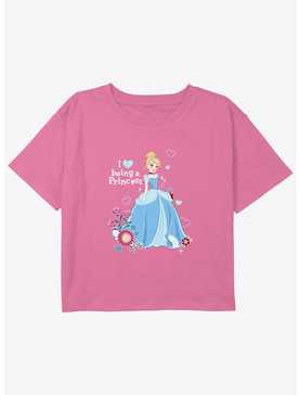 Disney Princesses I Love Being A Princess Cinderella Youth Girls Boxy Crop T-Shirt, , hi-res