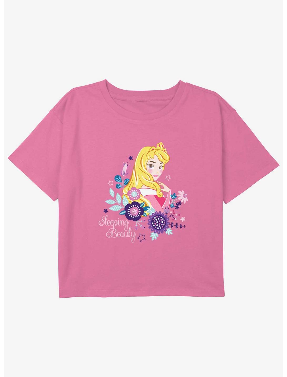 Disney Princesses Sleeping Beauty Aurora Youth Girls Boxy Crop T-Shirt, PINK, hi-res