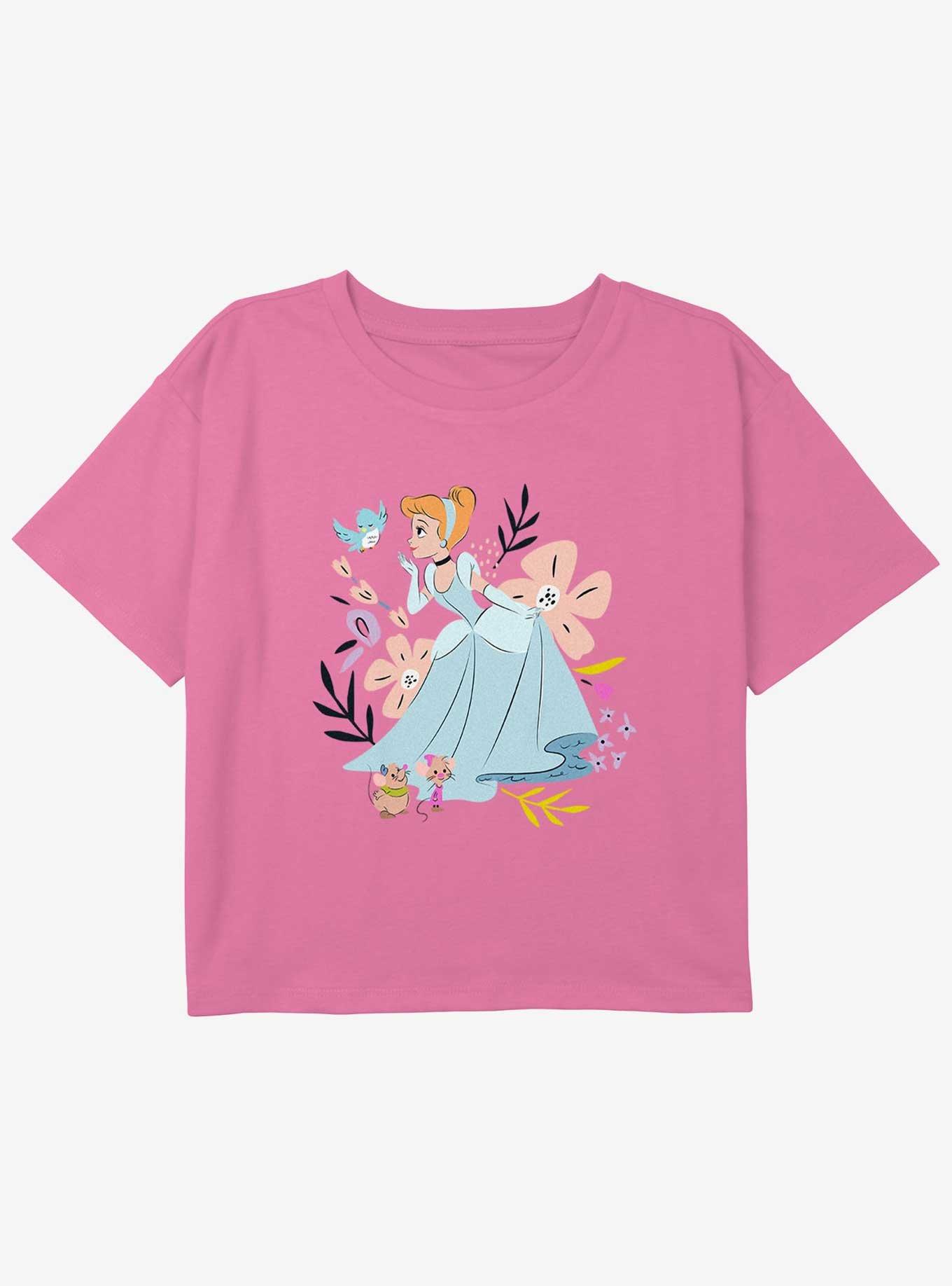 Disney Princesses Cinderella And Friends Youth Girls Boxy Crop T-Shirt